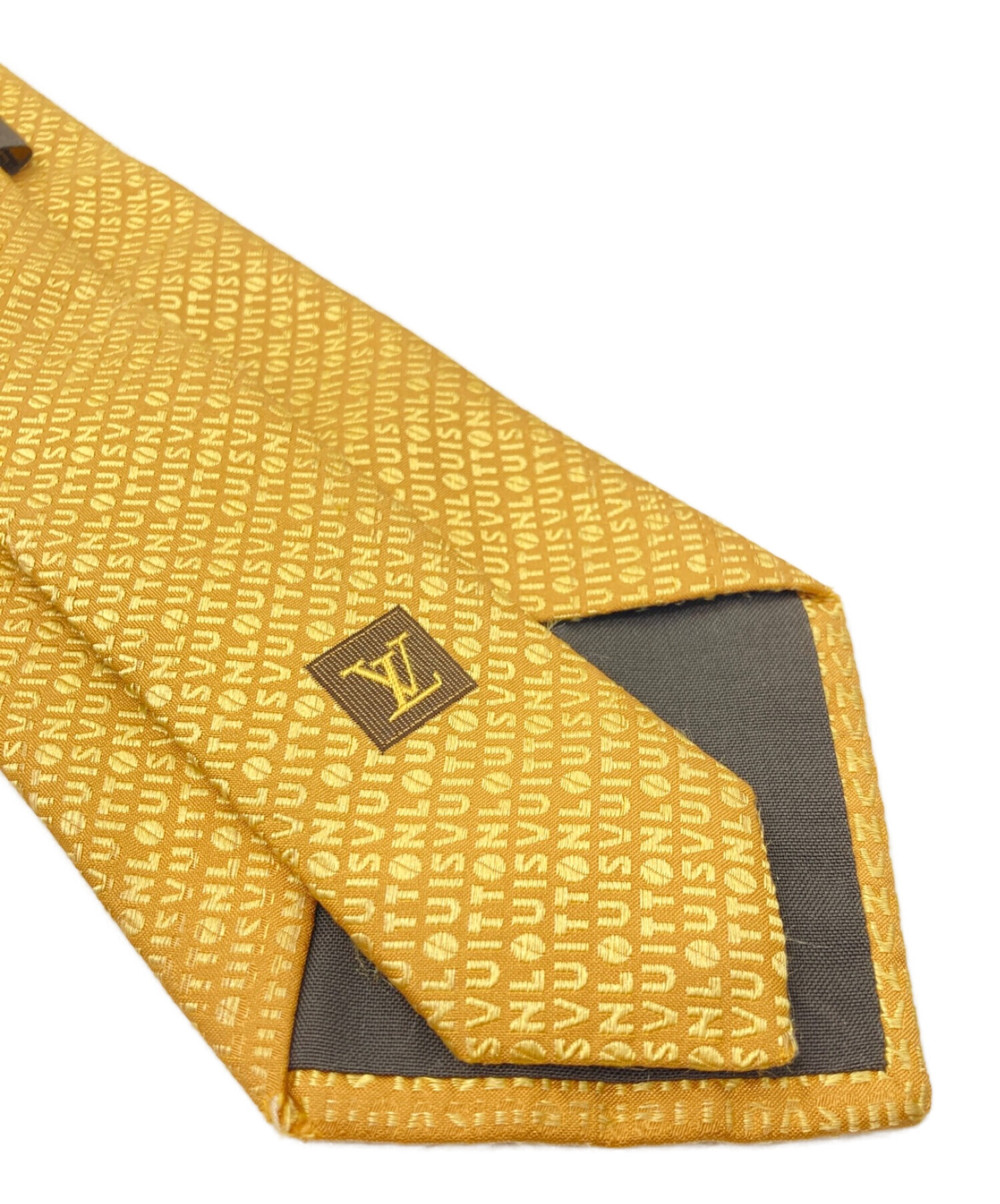 [10/22まで]LOUIS VUITTON イエローネクタイ 中古・古着通販】LOUIS VUITTON (ルイ ヴィトン) ロゴ柄ネクタイ