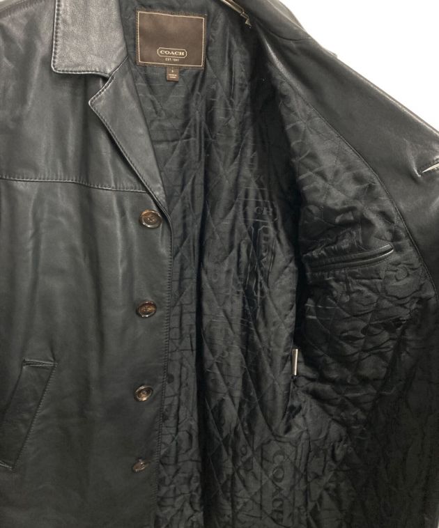 COACH レザーコート 中古・古着通販】COACH (コーチ) レザーカーコート ブラック サイズ:S
