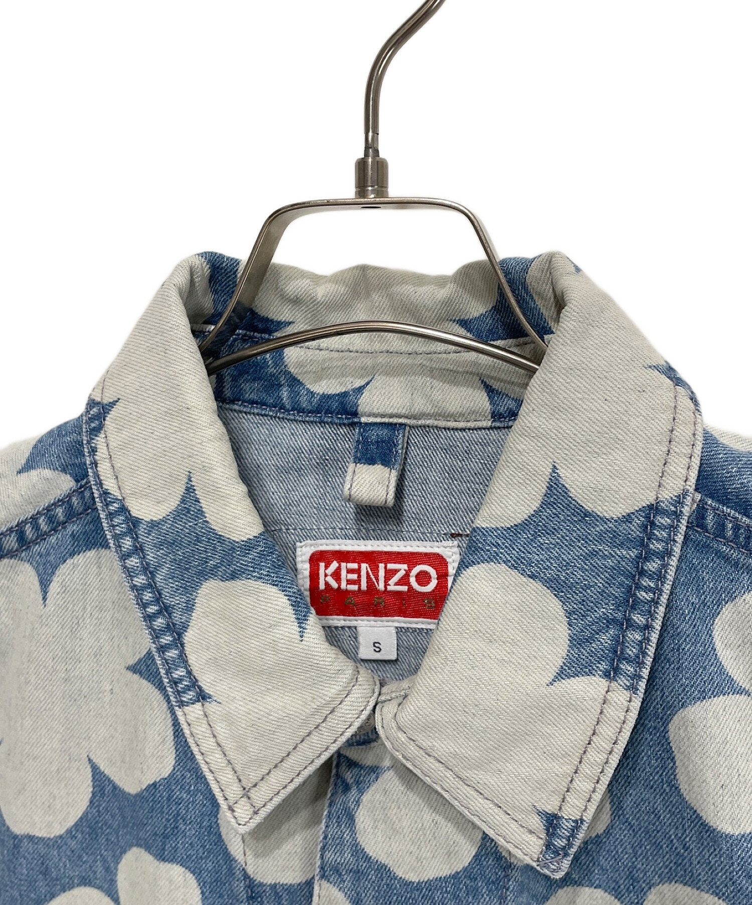 KENZO HANA DOTS DENIM WORKWEAR JACKET Printed denim jacket in multicoloured - Kenzo | Mytheresa