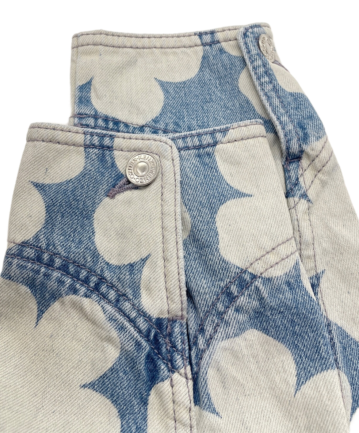 KENZO HANA DOTS DENIM WORKWEAR JACKET Printed denim jacket in multicoloured - Kenzo | Mytheresa