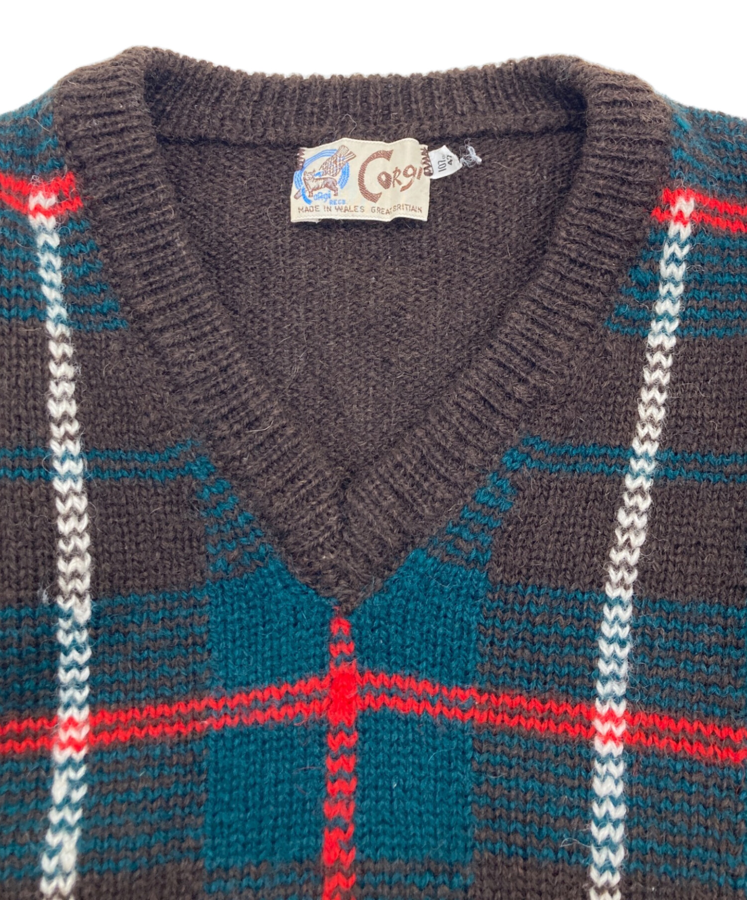 中古・古着通販】CORGI (コーギ) Vネックニット マルチカラー サイズ