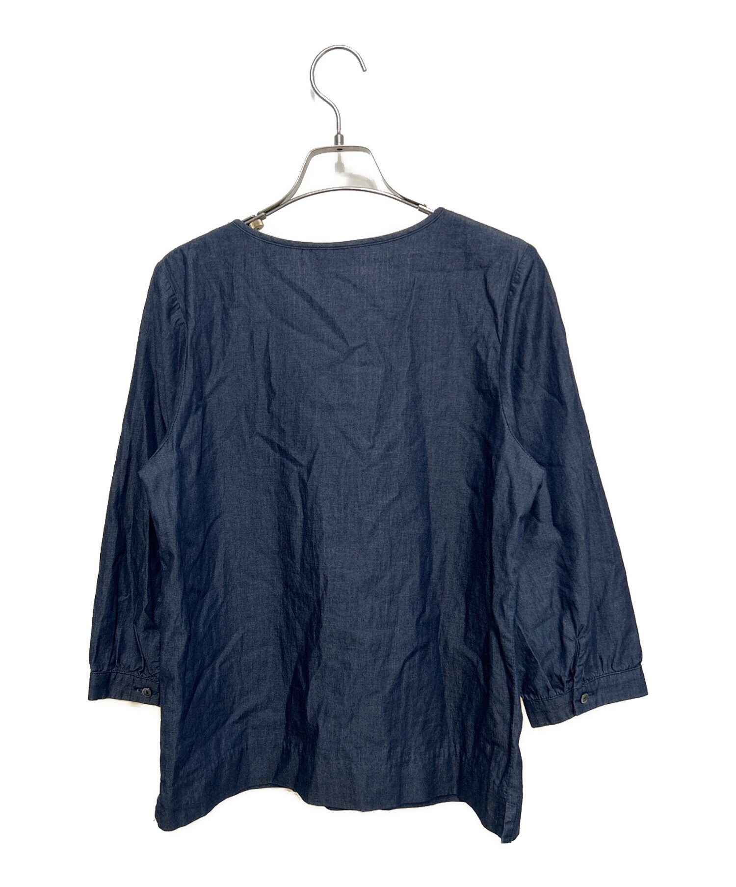 A.P.C アーペーセー インディゴ デニム  フリルシャツ 34 中古・古着通販】A.P.C. (アーペーセー) フリルブラウス インディゴ
