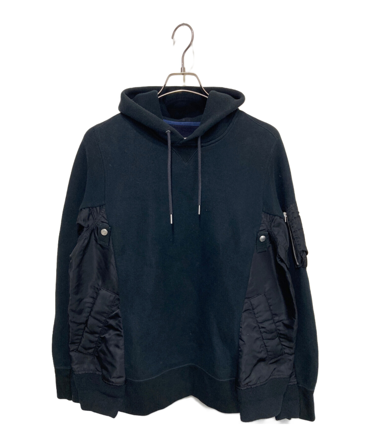 中古・古着通販】sacai (サカイ) Sponge Sweat x MA-1 Hoodie ブラック