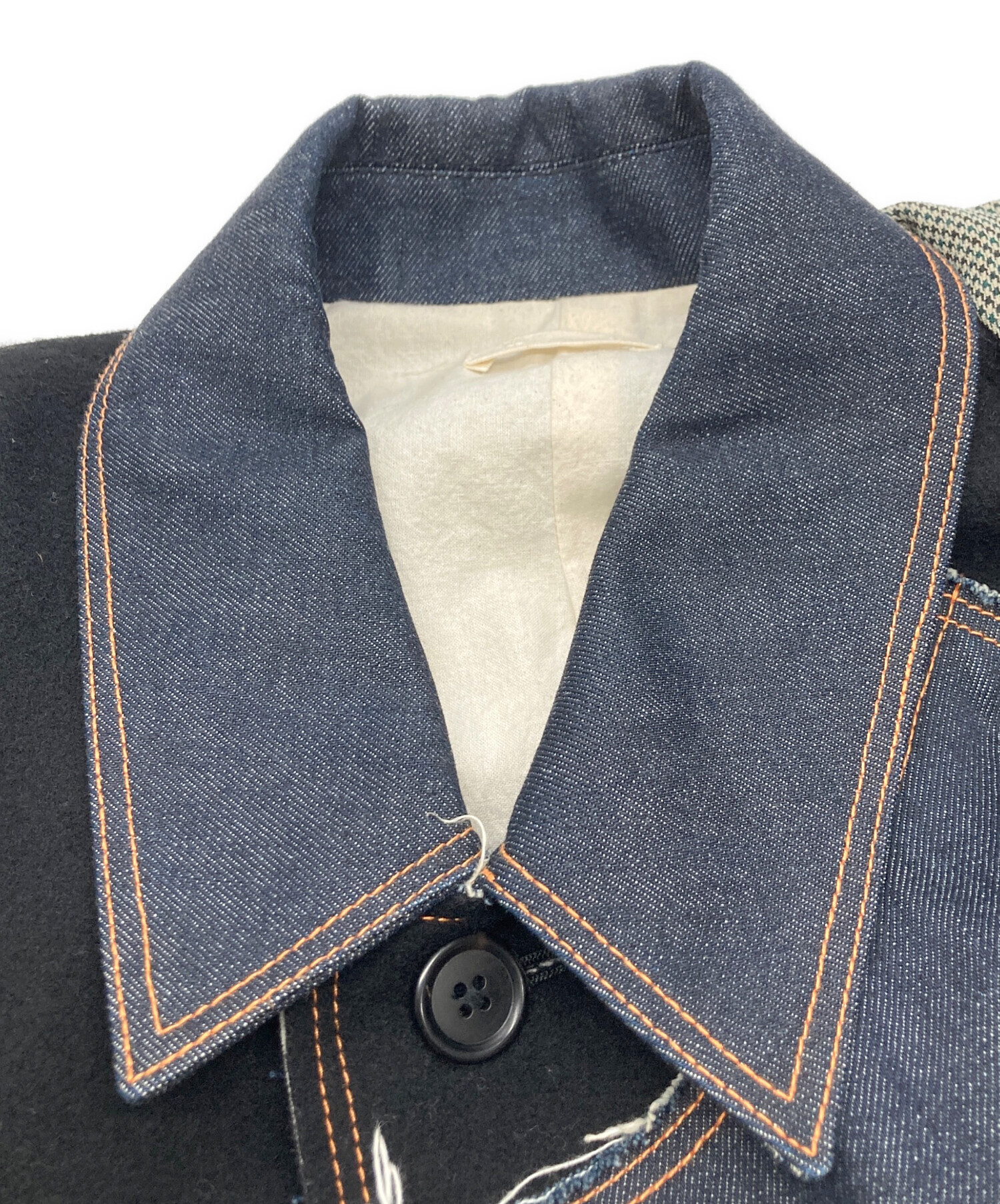 中古・古着通販】KHOKI (コッキ) FALL COAT インディゴ×ブラック