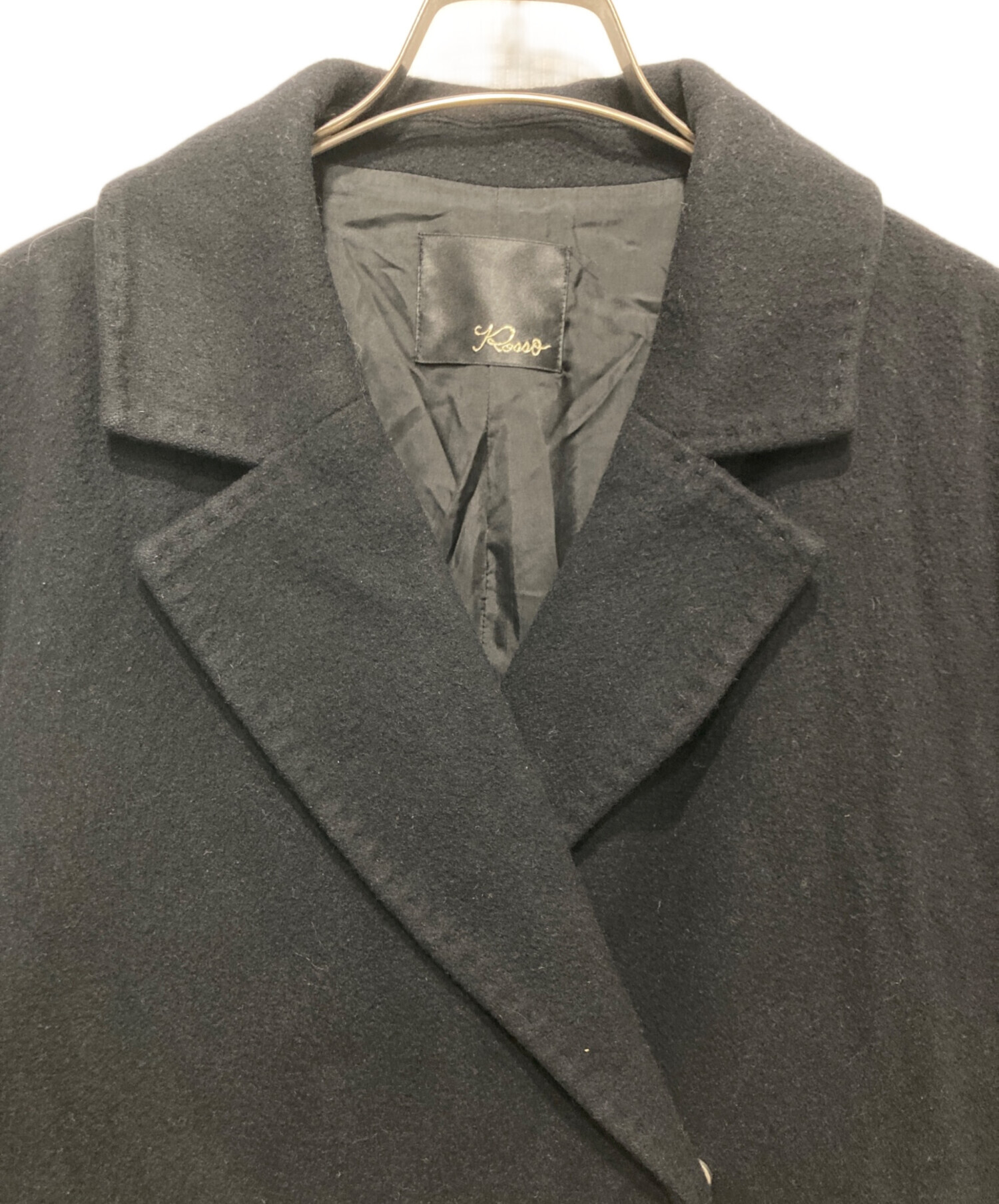 t*t様 Rossoのカシミヤコート(未使用) 中古・古着通販】ROSSO (ロッソ) カシミヤ混チェスターコート ブラック