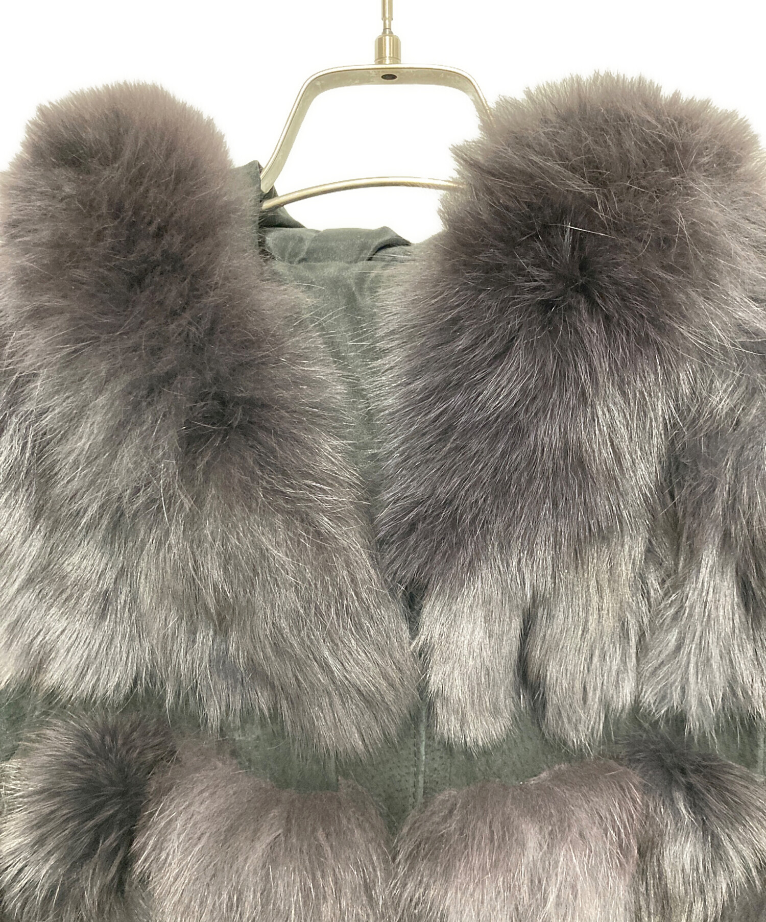 中古・古着通販】USED (ユーズド) リアルファーベスト グレー サイズ