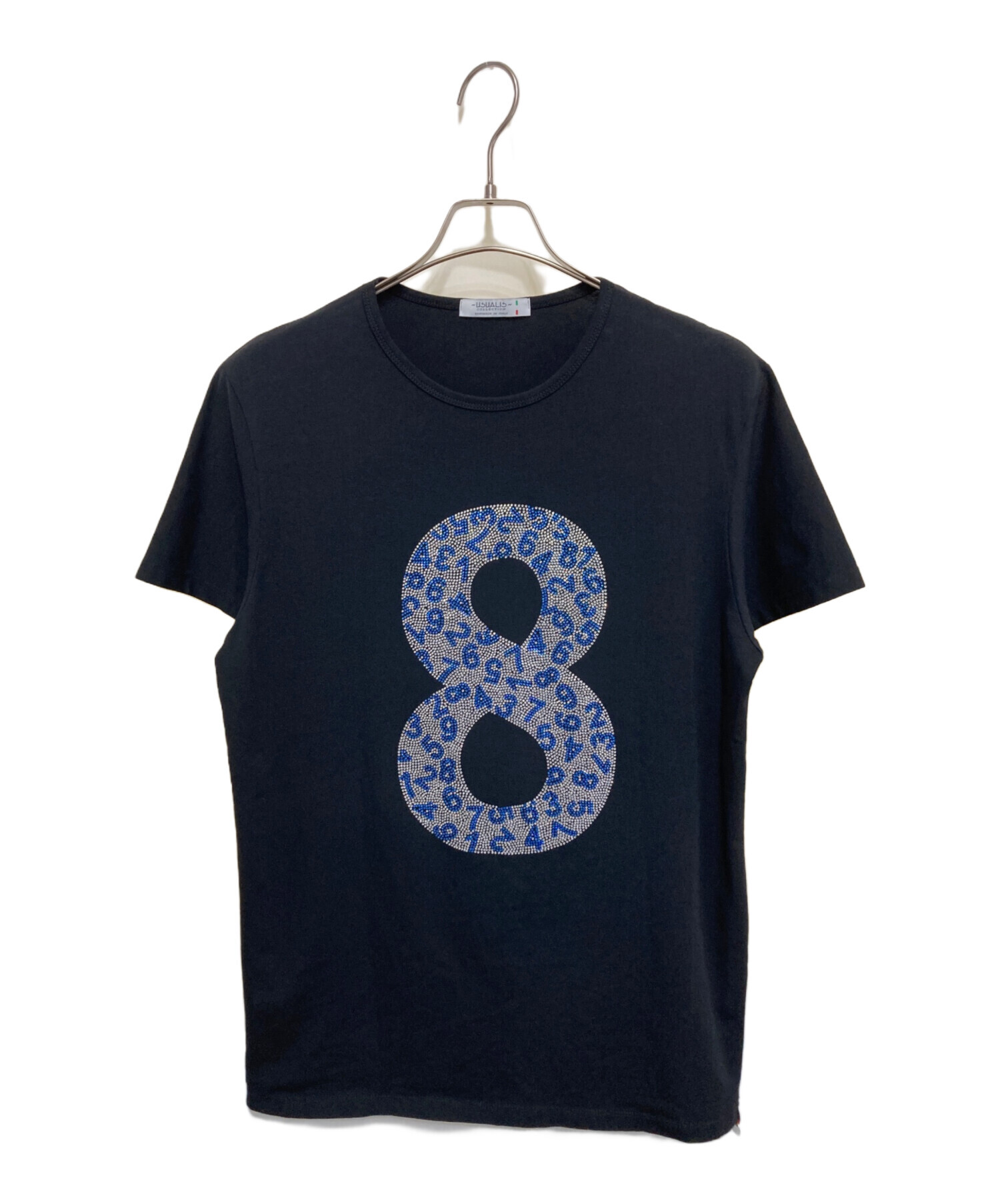 中古・古着通販】USUALIS (ウザリス) 8ナンバーラインストーンTシャツ 中古・古着通販】USUALIS (ウザリス) 8ナンバーラインストーンTシャツ