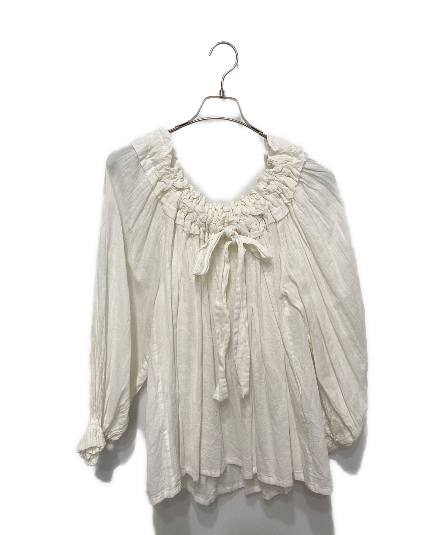 中古・古着通販】dahl'ia (ダリア) リネン混ブラウス ホワイト サイズ