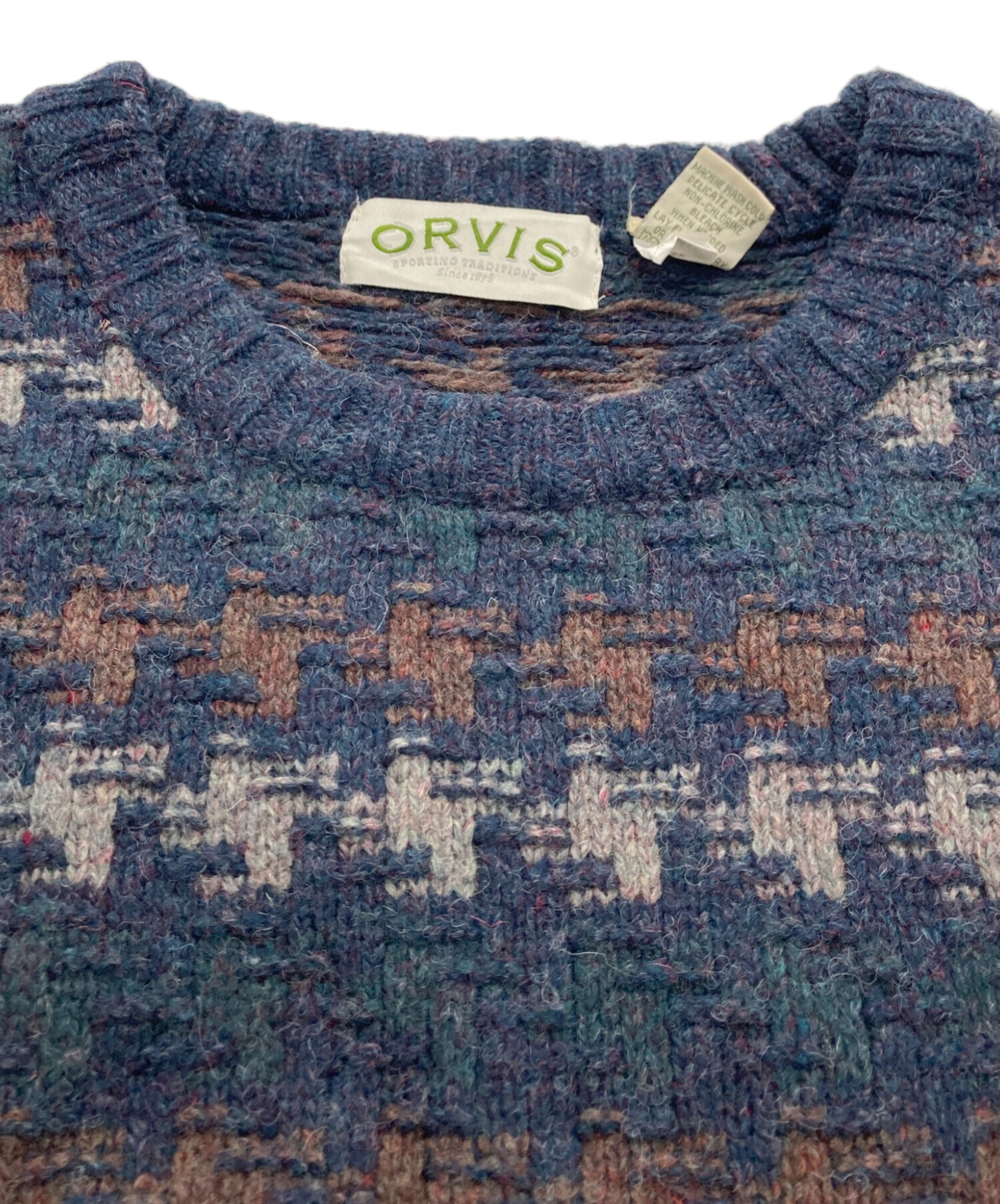 中古・古着通販】ORVIS (オービス) ヴィンテージ総柄ニット ネイビー