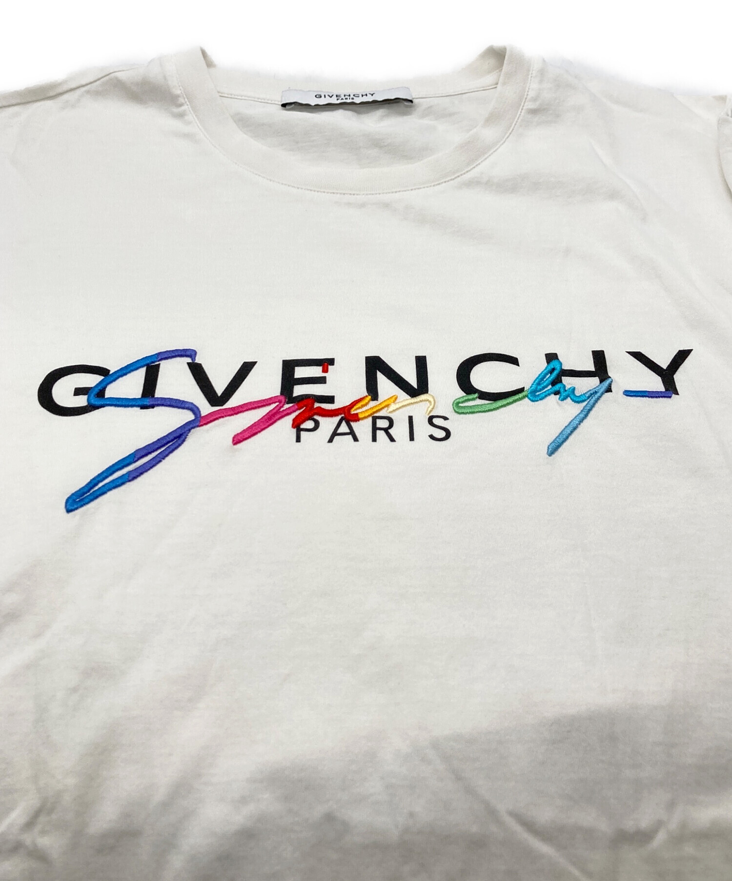 GIVENCHY レインボーシグネチャーロゴ刺繍クルーネックTシャツ