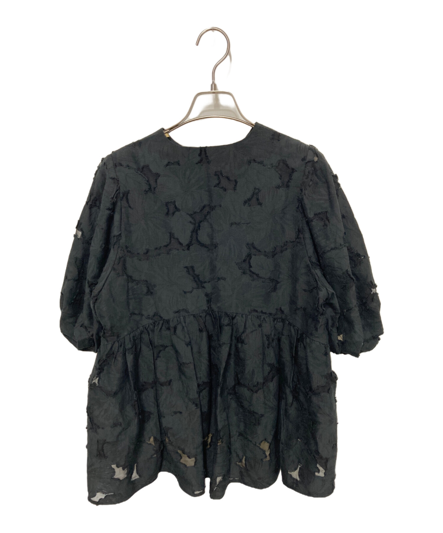 Ballsey ブルームカットジャカード パフスリーブブラウス Ballsey 