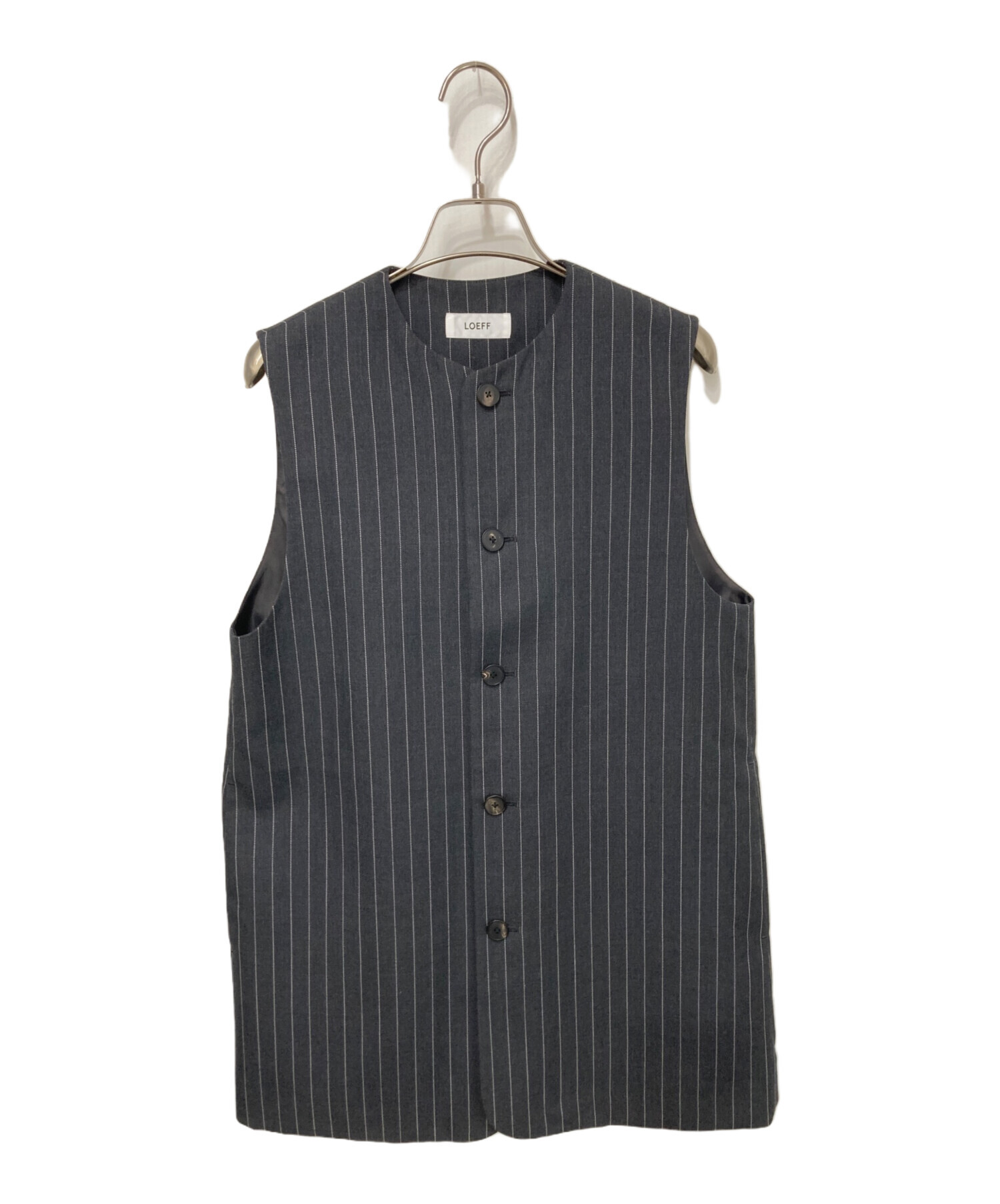 中古・古着通販】LOEFF (ロエフ) ストライプベスト グレー サイズ:FREE