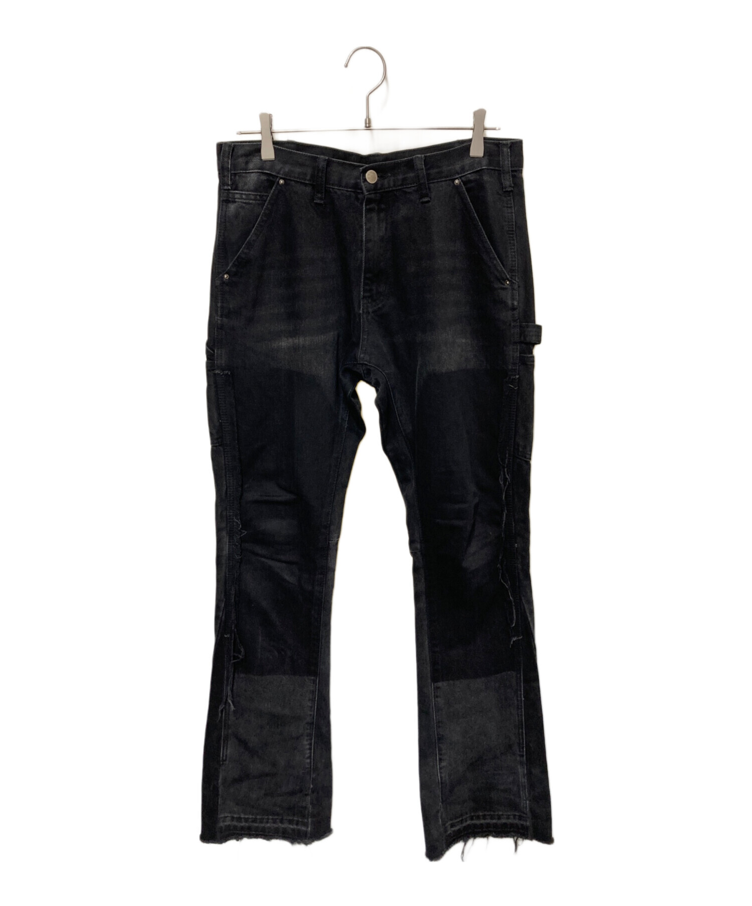 mnml パッチワーク ブラックデニム 黒 フレア ミニマル drip dab mnml フレアパンツ ミニマル フレアデニム デニムパンツ ワーク