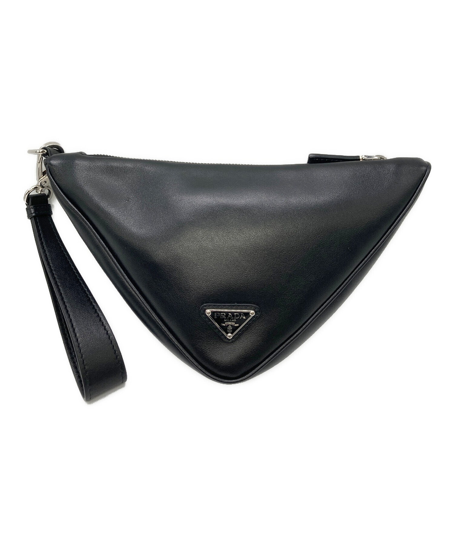 中古・古着通販】PRADA (プラダ) Leather Prada Triangle pouch 