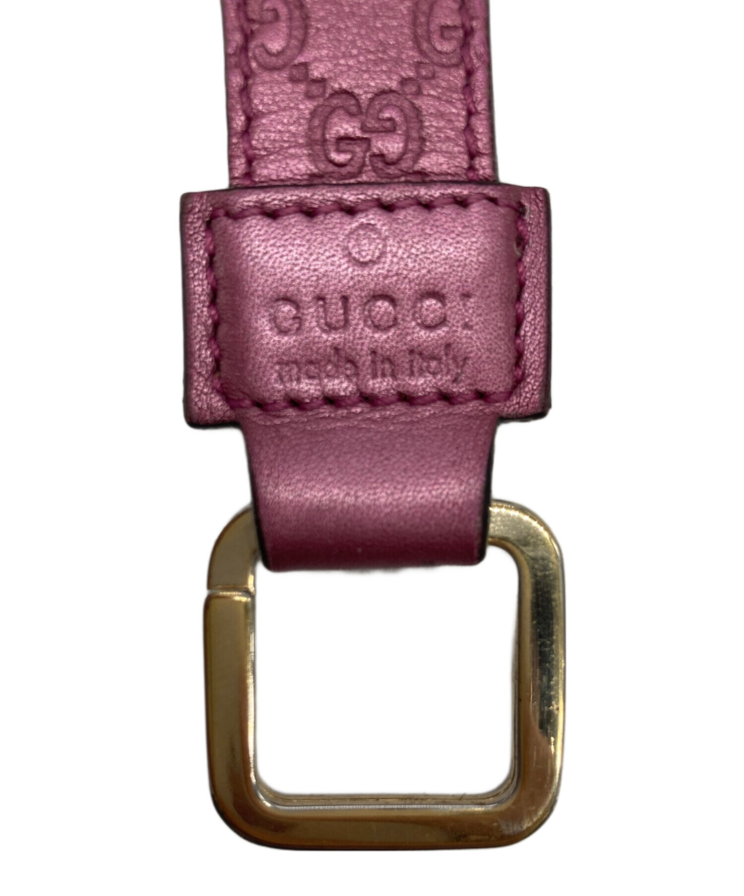 中古・古着通販】GUCCI (グッチ) レザーキーリング ピンク｜ブランド