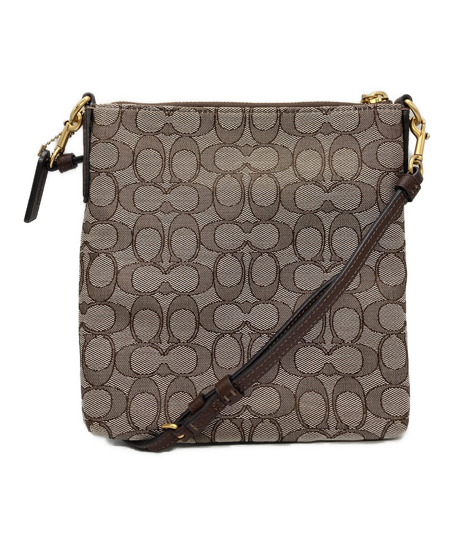 コーチ COACH クロスボディ ショルダーバッグ メッセンジャー PVCレザー シグネチャー ブラウン 70339 未使用美品 コーチ／ショルダーバッグ／メッセンジャー／シグネチャー／ストライプ