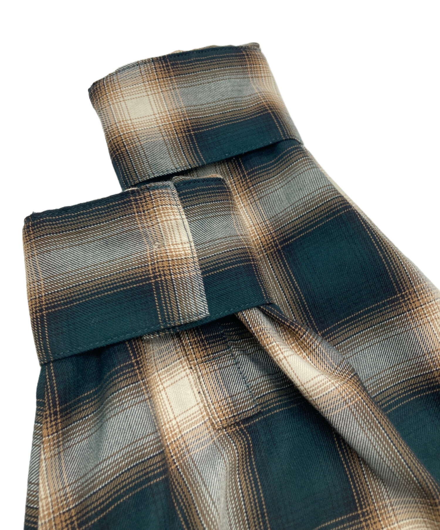 スピックアンドスパンTRツイルチェックシャツグリーン