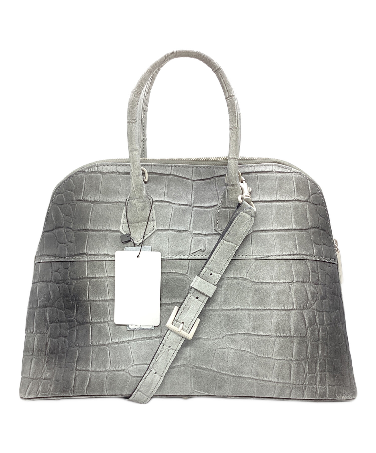 M.U.L エムユーエルラウンドトートM 灰グレークロコ型押し M.U.L エムユーエルラウンドトートM 灰グレークロコ型押し