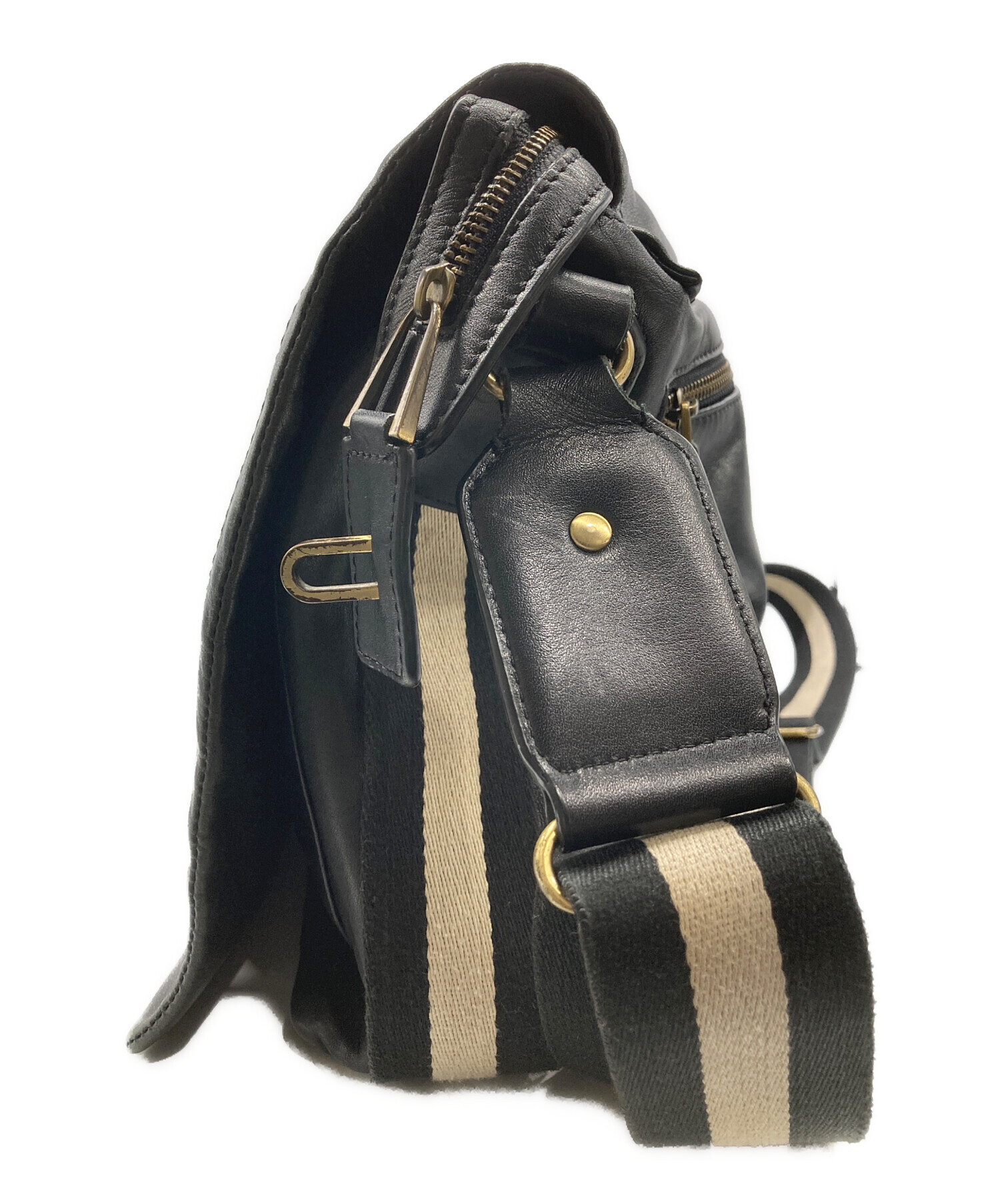 中古・古着通販】BALLY (バリー) レザーフラップショルダーバッグ 