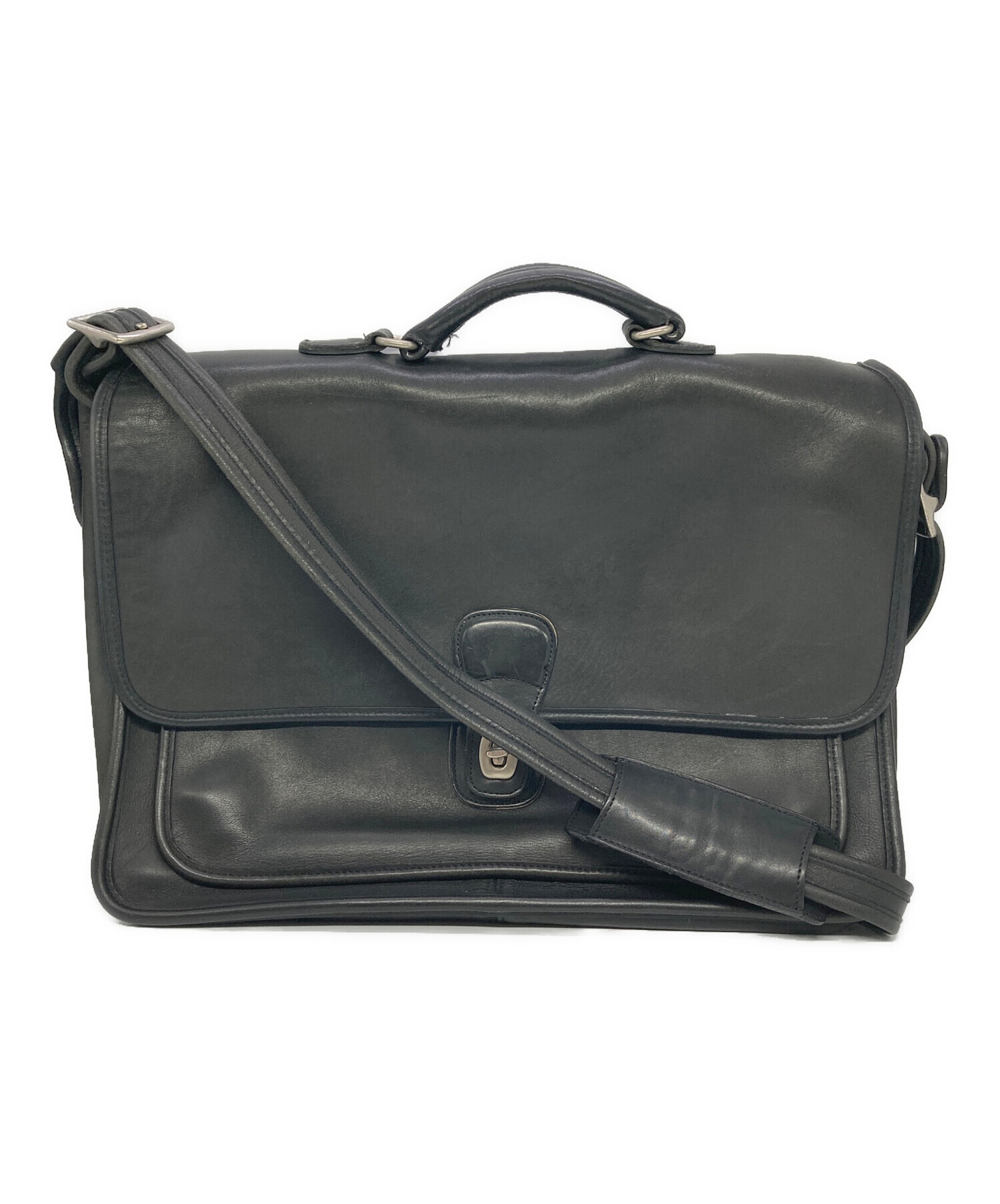中古・古着通販】COACH (コーチ) オールレザーブリーフケース ブラック