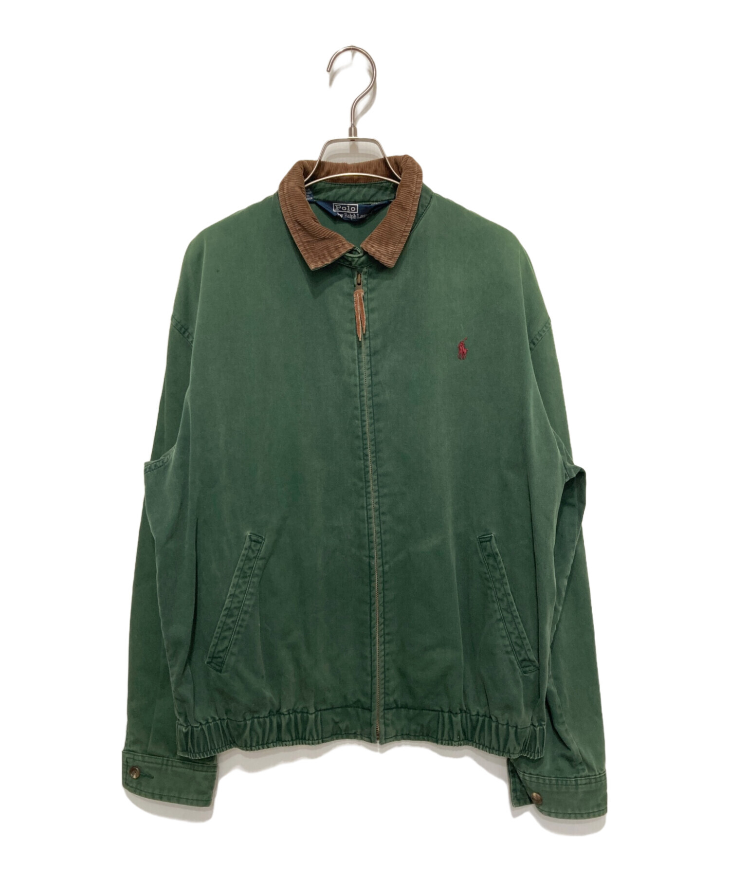 ラルフローレン　90s 襟コーデュロイ切替スイングトップ　カーキLゆるだぼ古着. ラルフローレン 90s 襟コーデュロイ切替スイングトップ カーキL