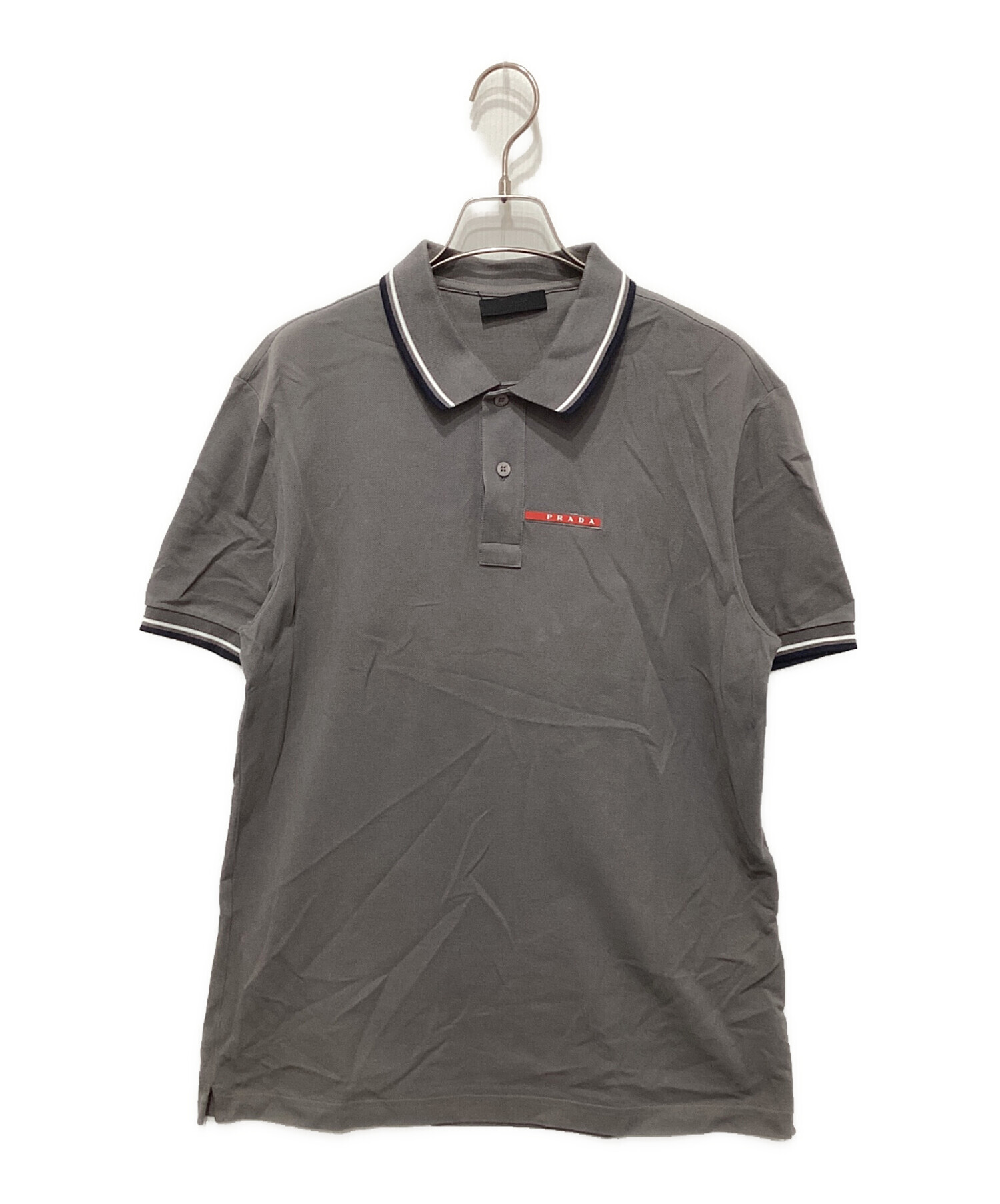 中古・古着通販】PRADA (プラダ) ラバーロゴポロシャツ グレー サイズ