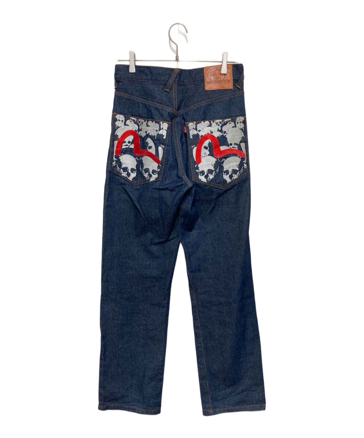 EVISU エヴィス デニム ドクロ柄 刺繍 W34×35 中古・古着通販】EVISU (エビス) ドクロ刺繍デニムパンツ インディゴ