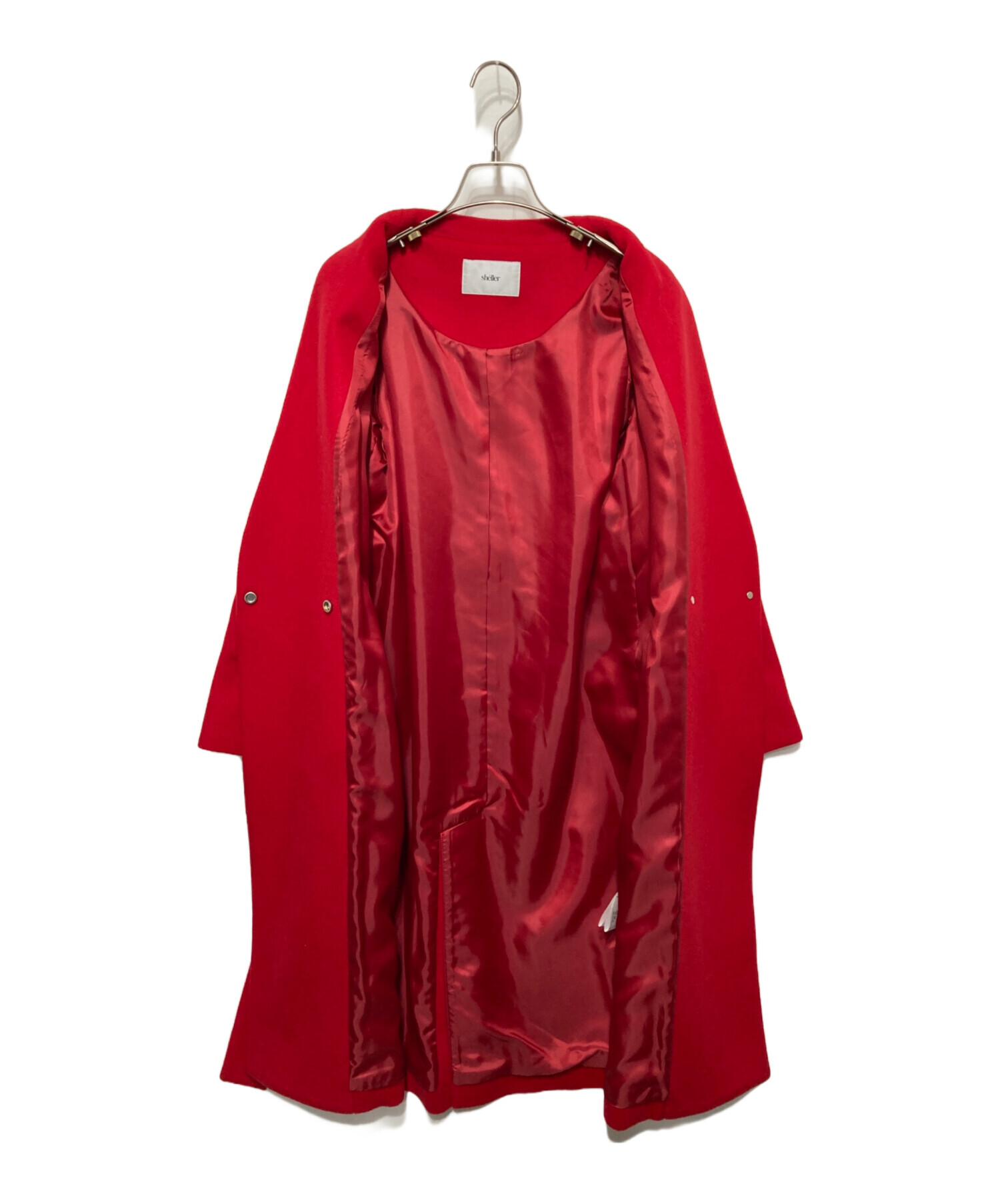 中古・古着通販】sheller (シェリエ) ノーカラーコート レッド サイズ