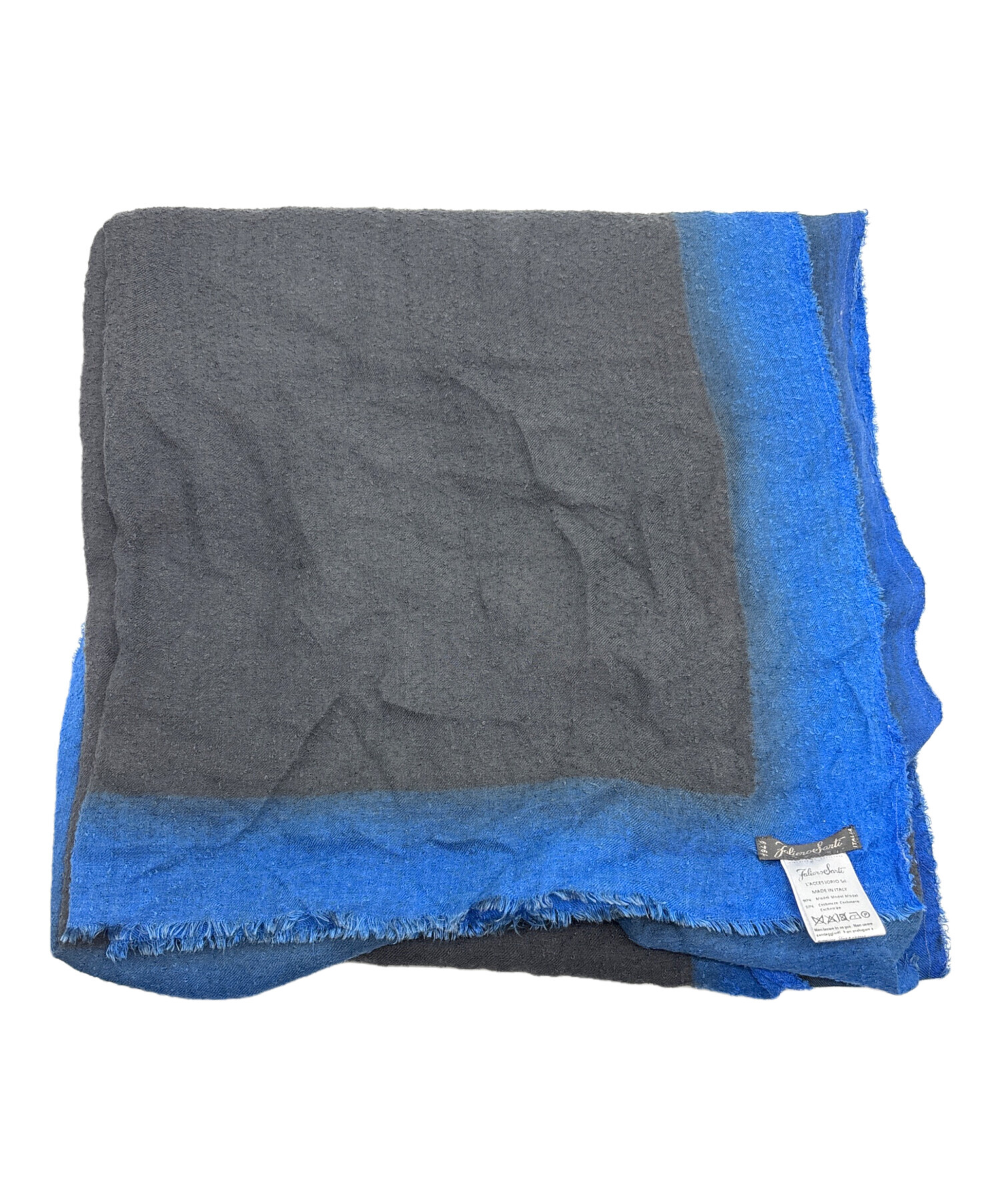 ファリエロサルティ★美品★ティック★ストール★レーヨンコットンカシミヤ★ブルー ファリエロサルティ☆美品☆ティック☆ストール☆レーヨン