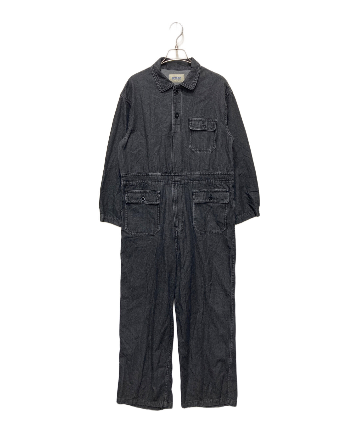BEAMS BOY デニム ミリタリー オールインワン ブラック 中古・古着通販】BEAMS BOY (ビームスボーイ) デニムミリタリー