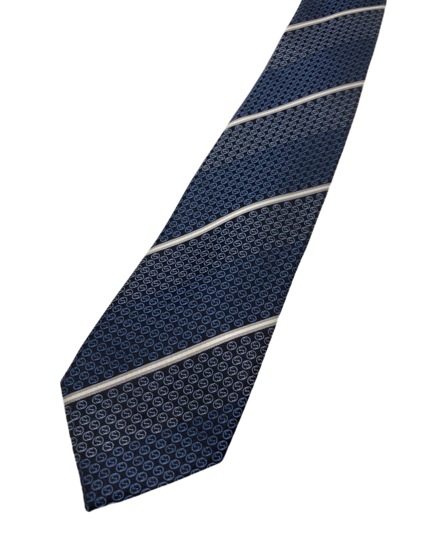 中古・古着通販】GUCCI (グッチ) 総柄ストライプネクタイ ネイビー