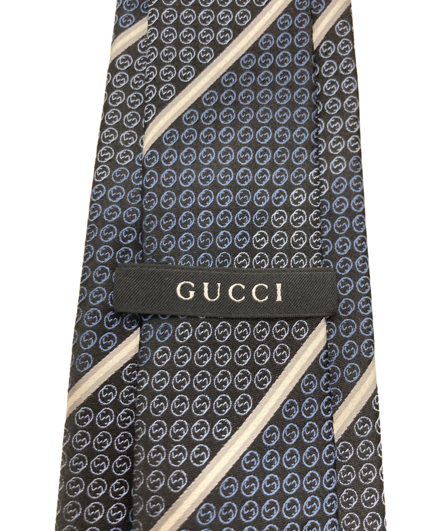 中古・古着通販】GUCCI (グッチ) 総柄ストライプネクタイ ネイビー