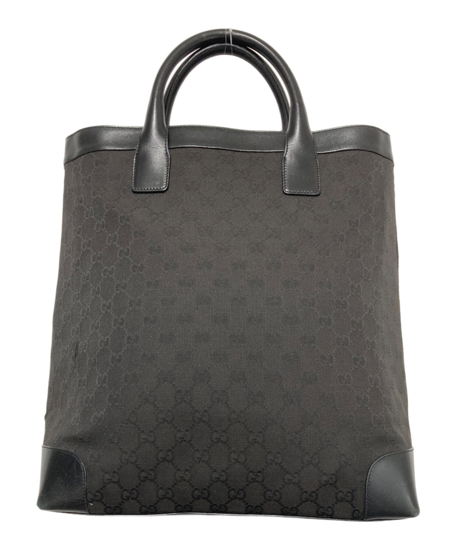 GUCCI グッチ ハンドバッグ トート 本革 キャンバス GG柄 ブラック 中古・古着通販】GUCCI (グッチ) GGキャンバストートバッグ ブラック