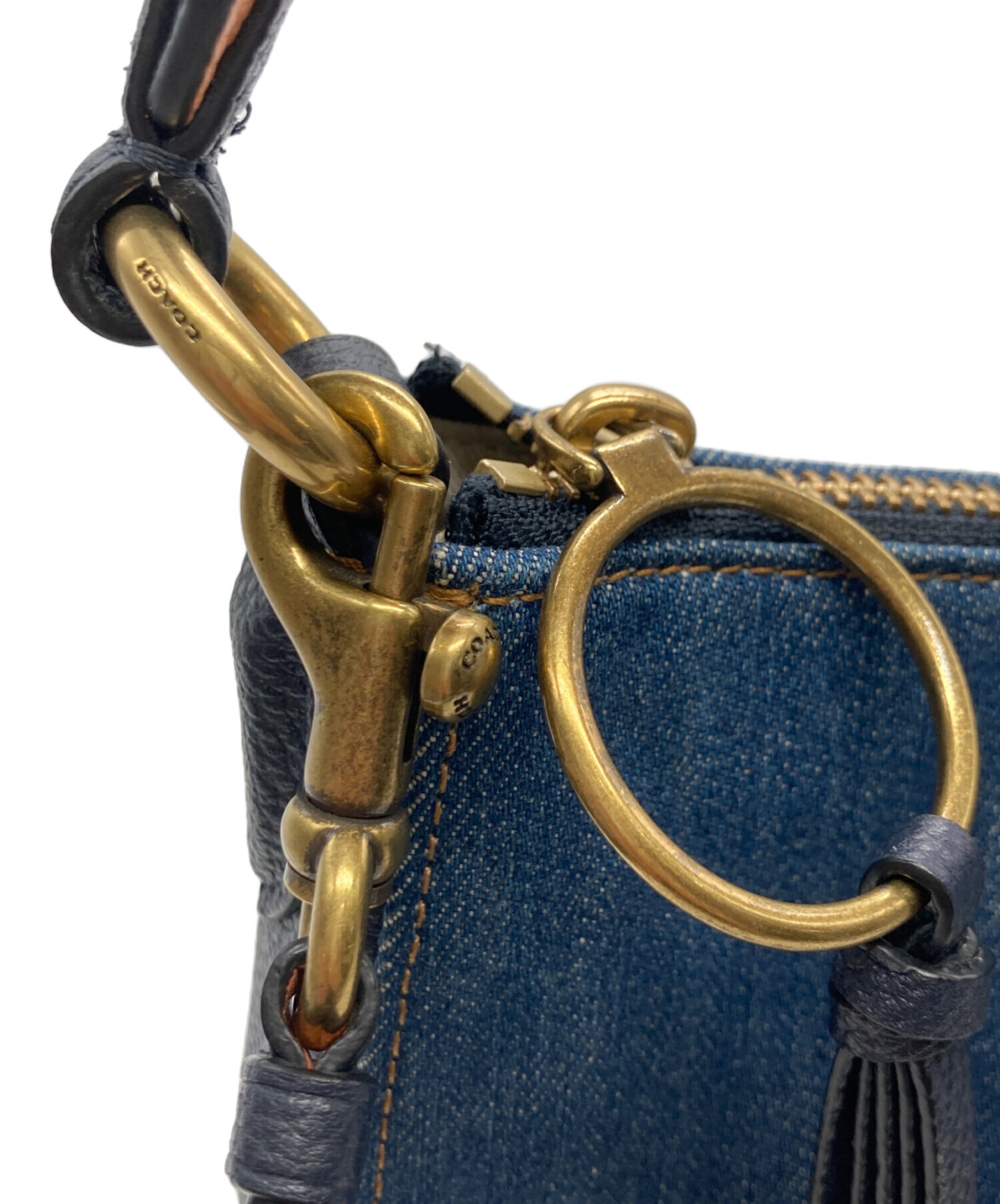 COACH デニムブルー ショルダーバッグ 中古・古着通販】COACH (コーチ) デニムショルダーバッグ ブルー