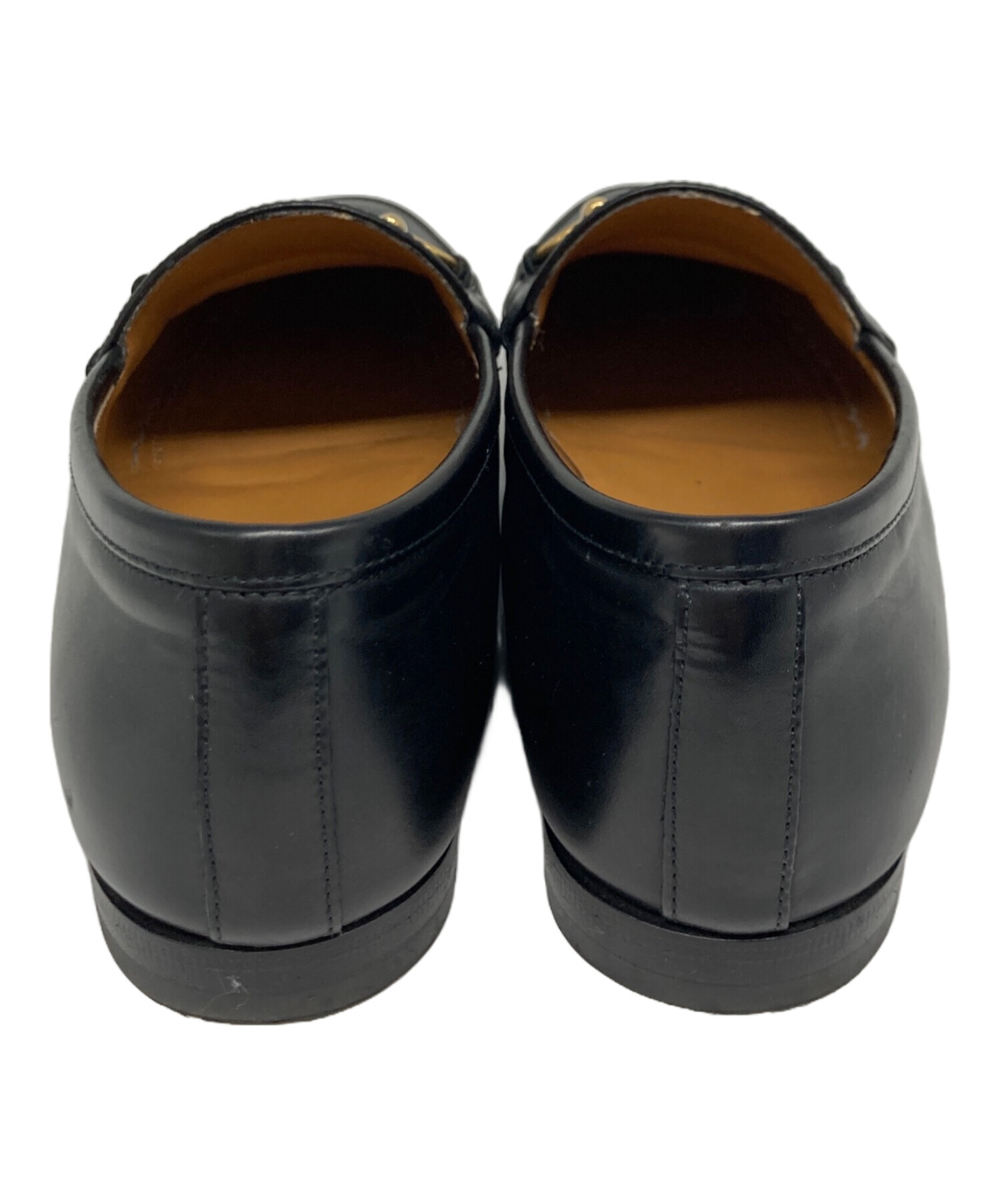 GUCCI グッチ レザーローファー 7 1/2 ブラック シェリー 中古・古着通販】GUCCI (グッチ) ホースビット レザーローファー