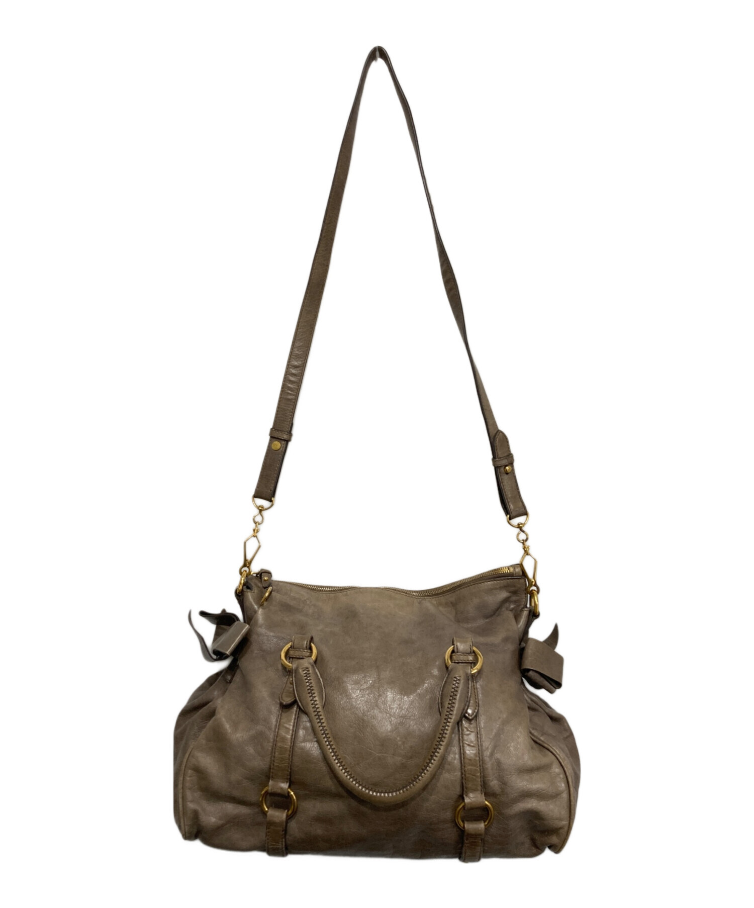 miumiu サイドリボン2wayバック　ブラウン miumiu サイドリボン2wayバック ブラウン - メルカリ