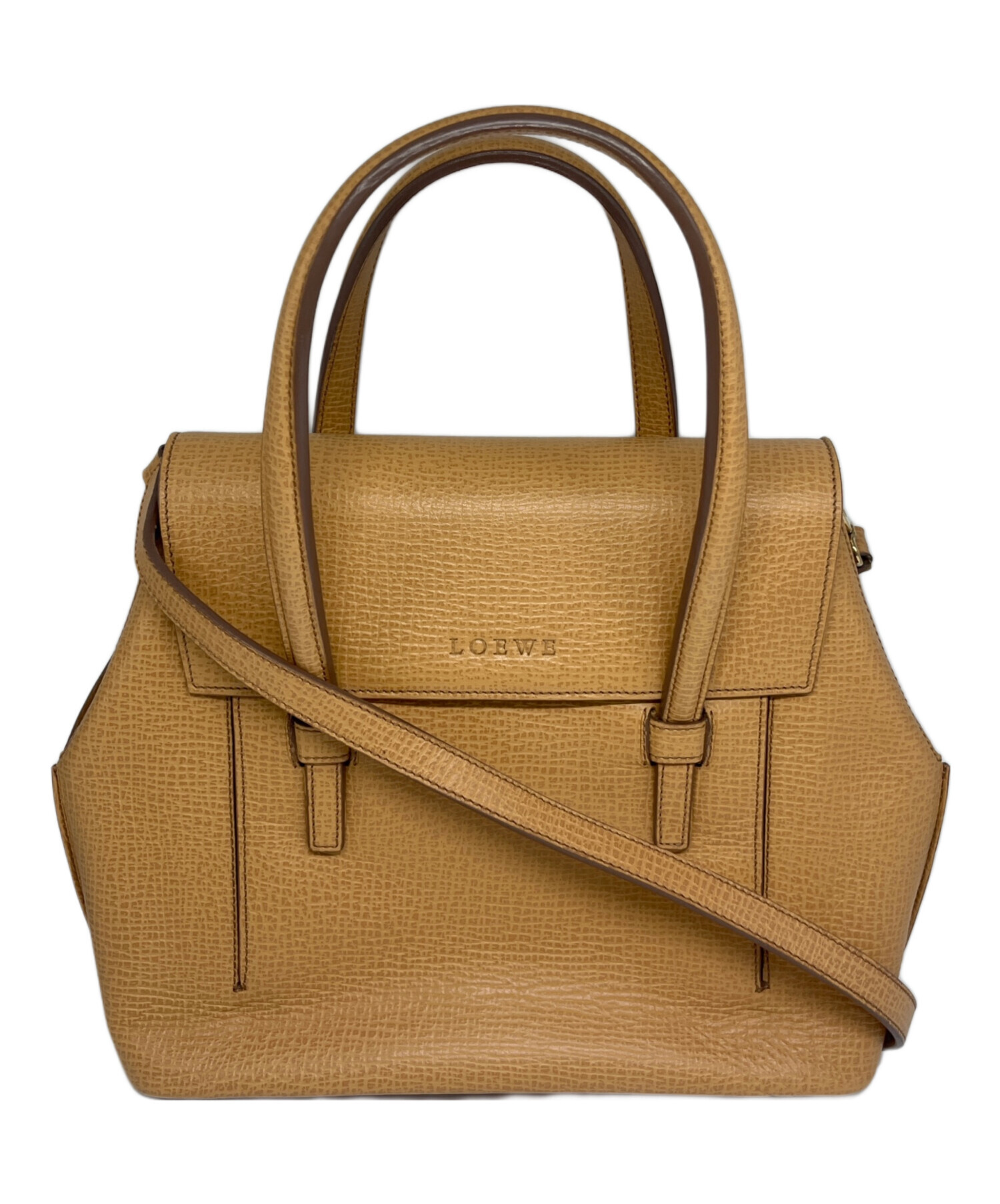 【BIGお買い物ラリー★30%OFFセール中】ロエベ LOEWE ビジネスバッグ ライトブラウン レディース 中古 中古・古着通販】LOEWE (ロエベ) ロゴ型押しレザーバッグ キャメル