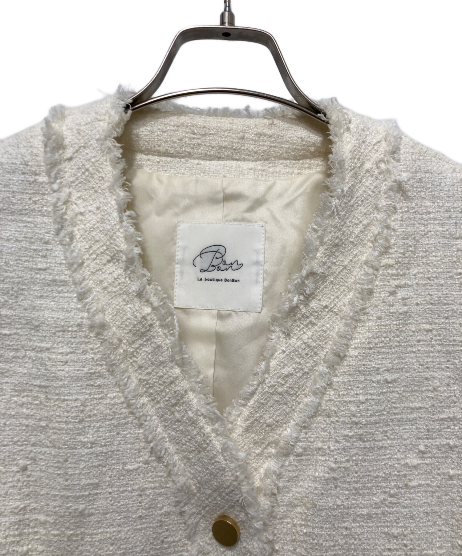 美品 la boutique bonbon ファンシーツイードVネックジャケット 中古・古着通販】La boutique BonBon (ラブティックボンボン