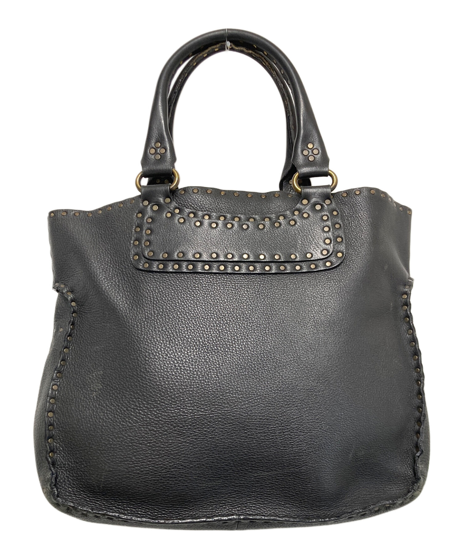 セリーヌ CELINE  ブギーバッグ  ハンドバッグ キャンバス レディース  中古 中古・古着通販】CELINE (セリーヌ) スタッズブギーバッグ ブラック