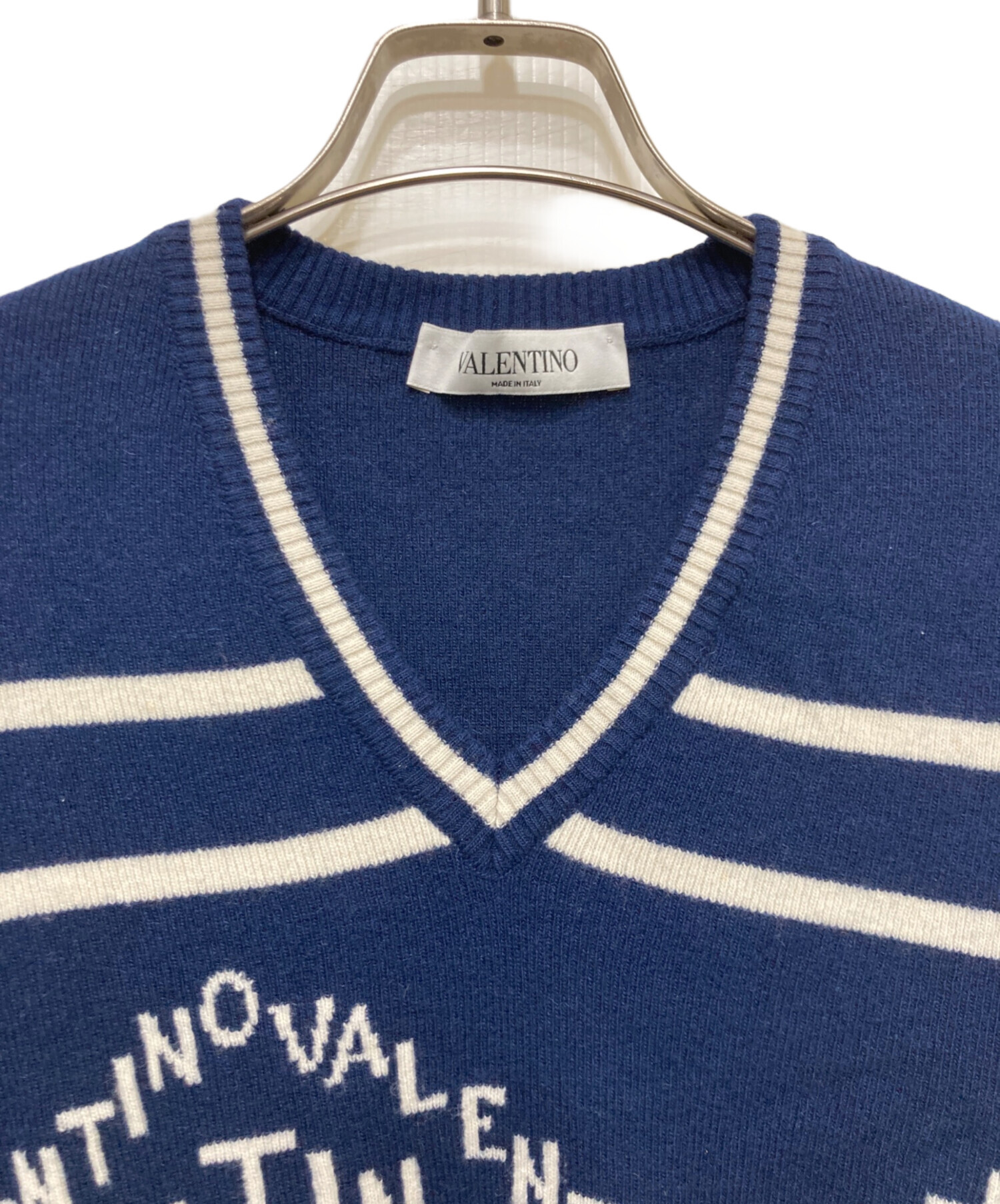 中古・古着通販】VALENTINO (ヴァレンティノ) ロゴニット ネイビー