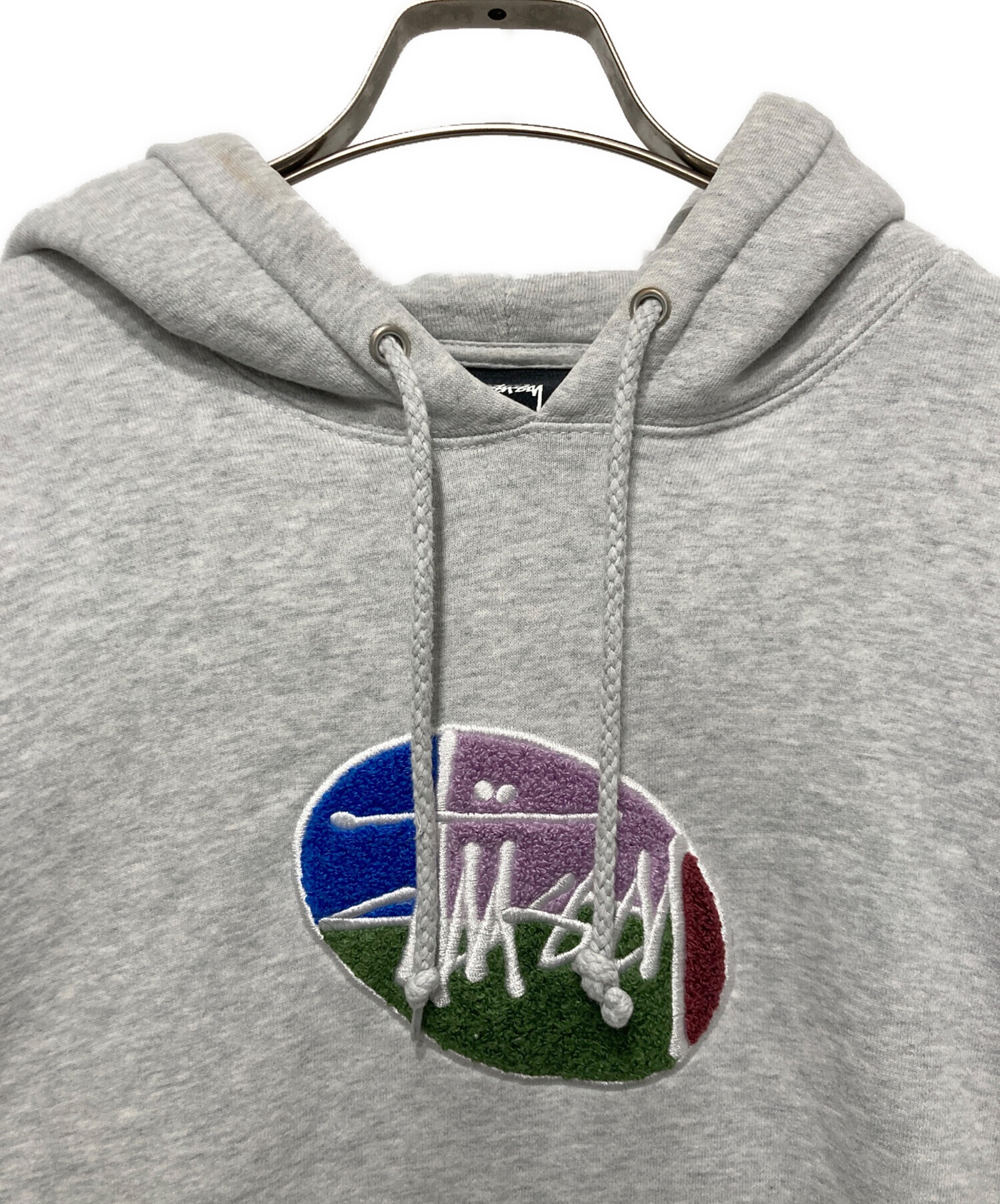 Stussy センター刺繍ロゴ　スウェット　トレーナー　グレー　極美品　M Stussy センター刺繍ロゴスウェットトレーナーグレー極美品M