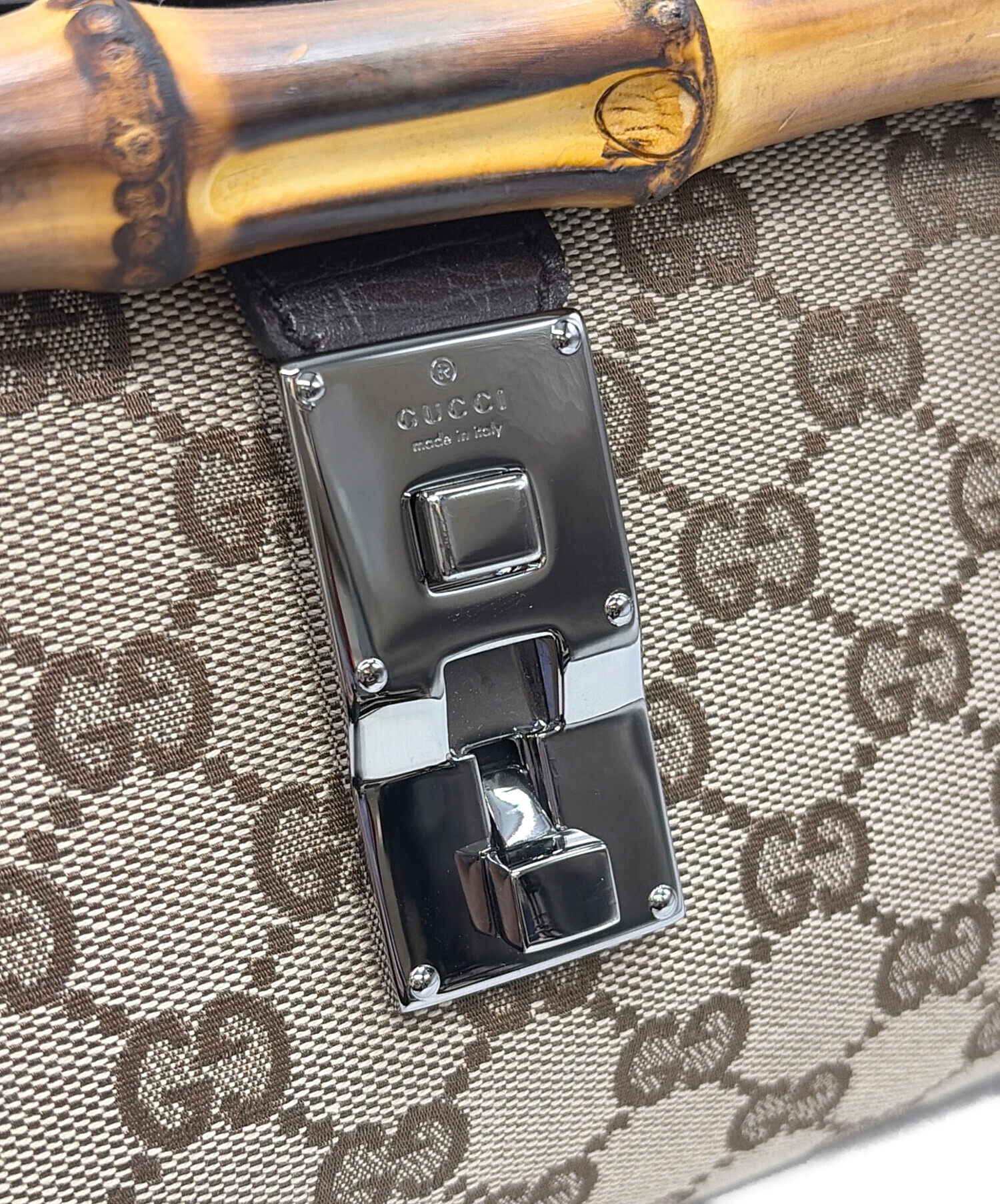 中古・古着通販】GUCCI (グッチ) バンブーミニボストンバッグ ベージュ