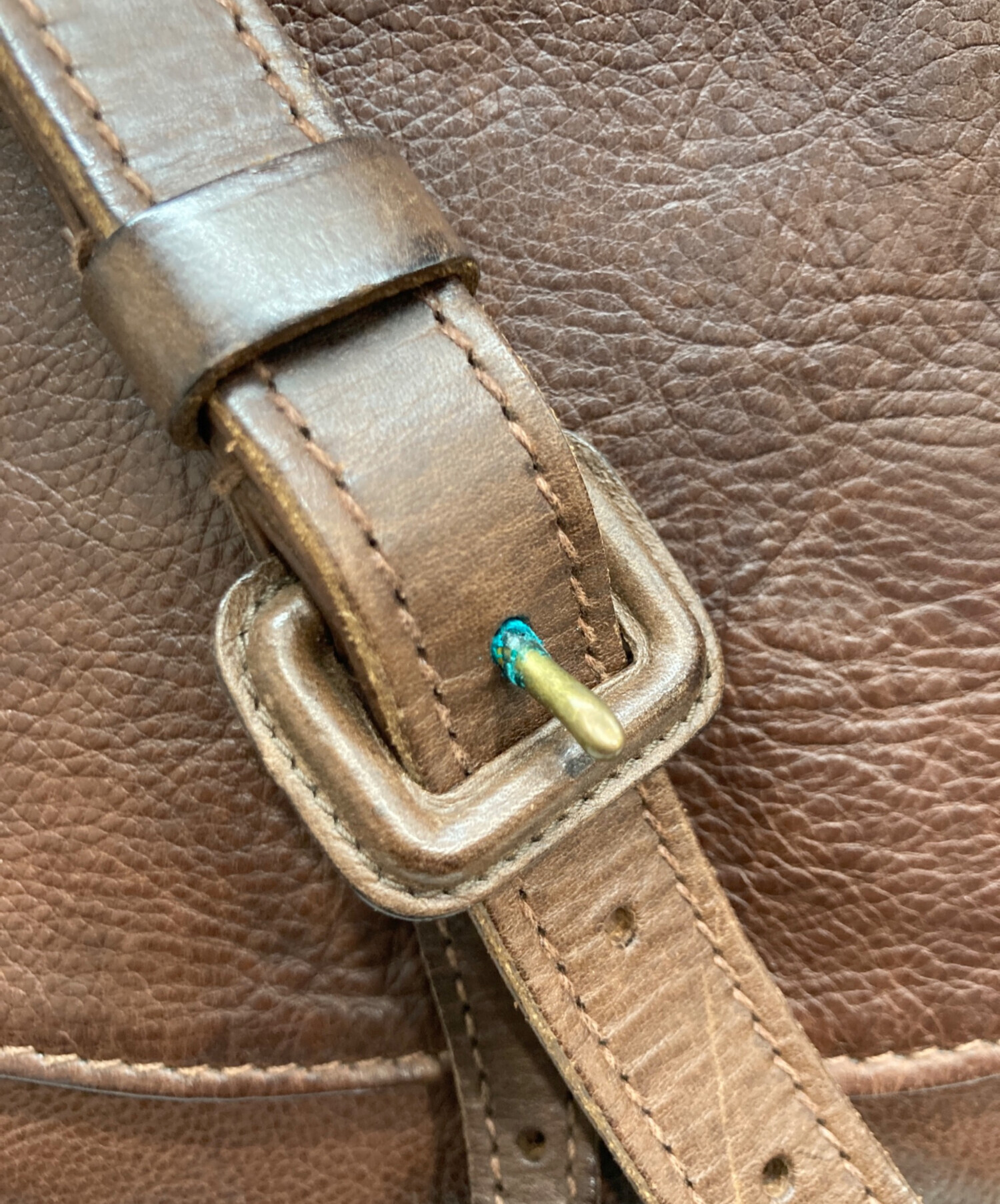 中古・古着通販】genten (ゲンテン) レザーショルダーバッグ ブラウン