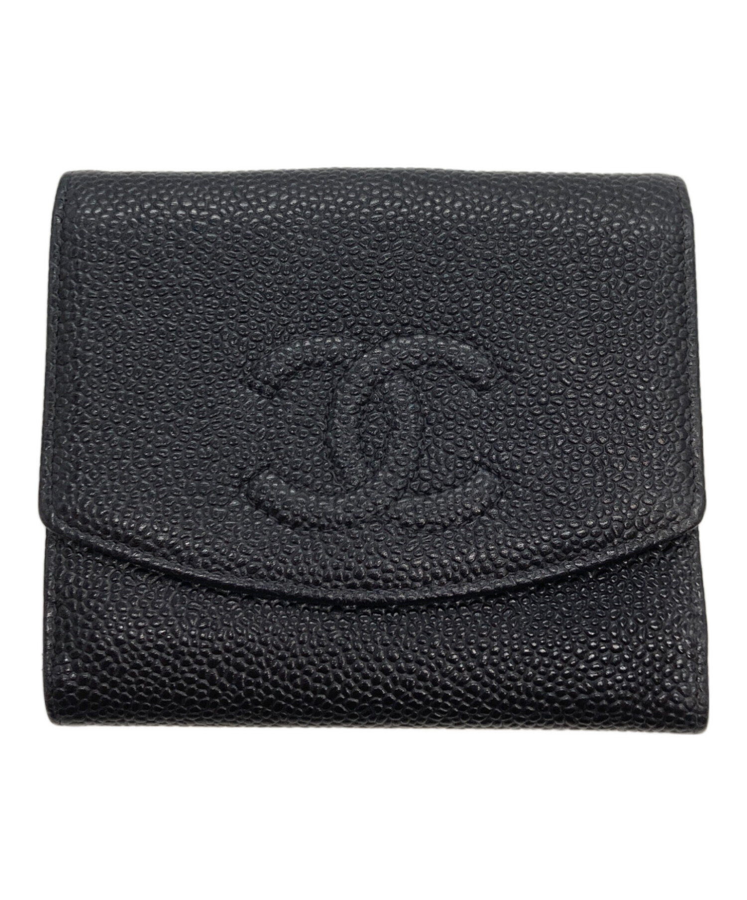 ココマーク 【美品】CHANEL シャネル キャビアスキン ココマーク 折り