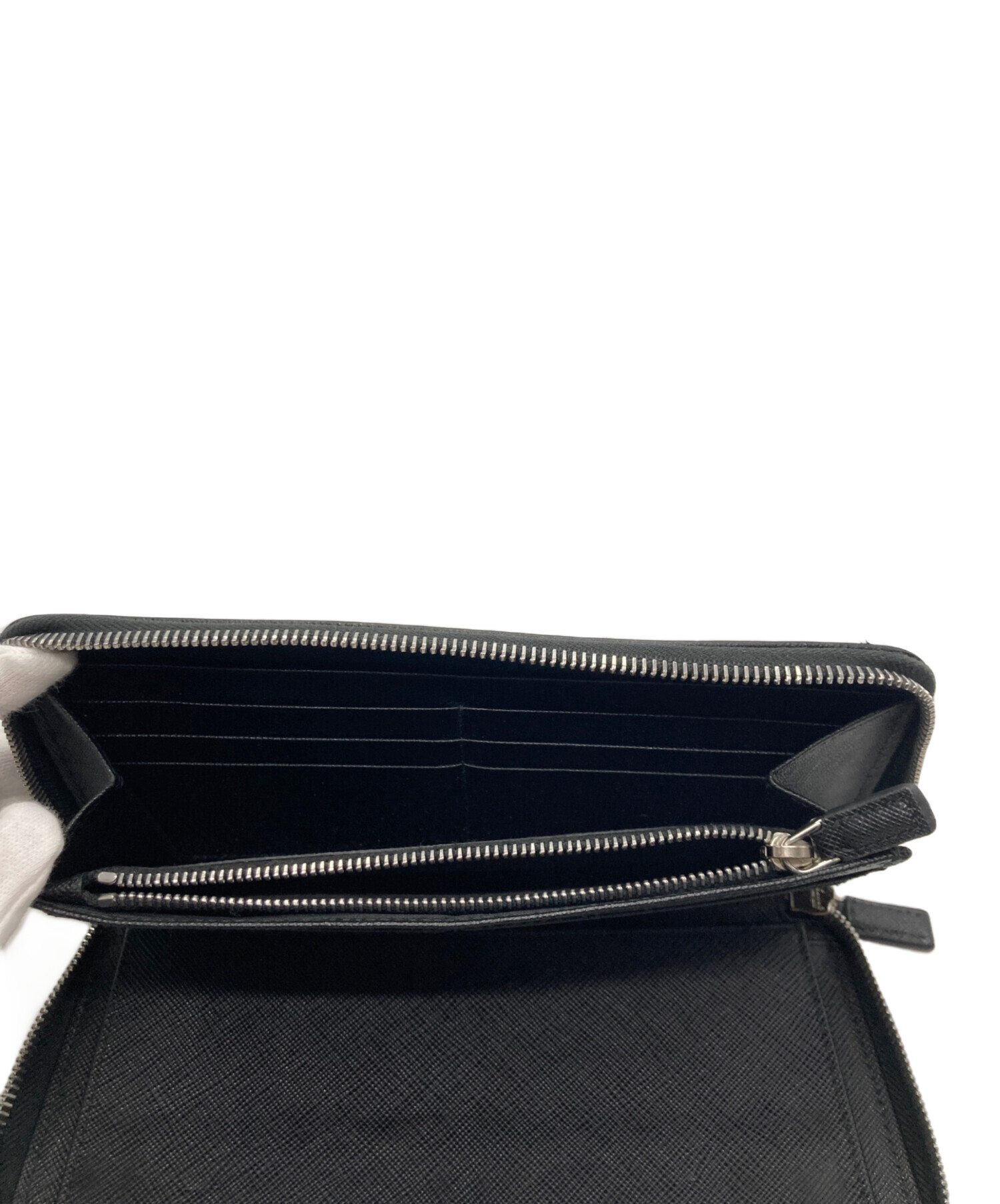 中古・古着通販】PRADA (プラダ) ラウンドファスナー財布 ブラック