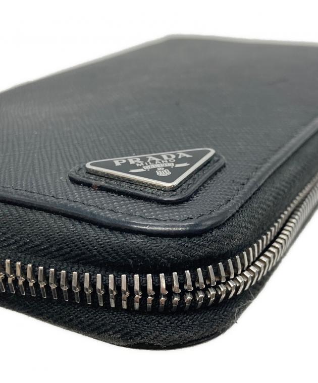 中古・古着通販】PRADA (プラダ) ラウンドファスナー財布 ブラック