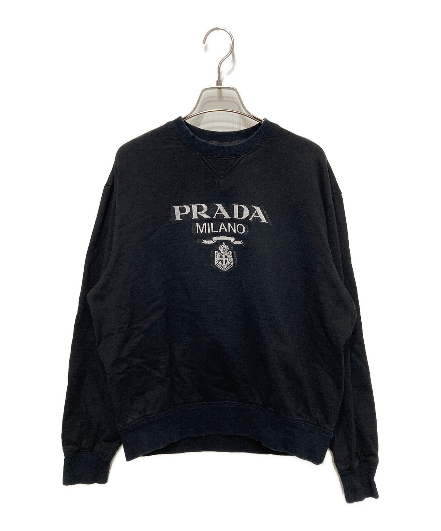 中古・古着通販】PRADA (プラダ) ロゴジャガードスウェット ブラック
