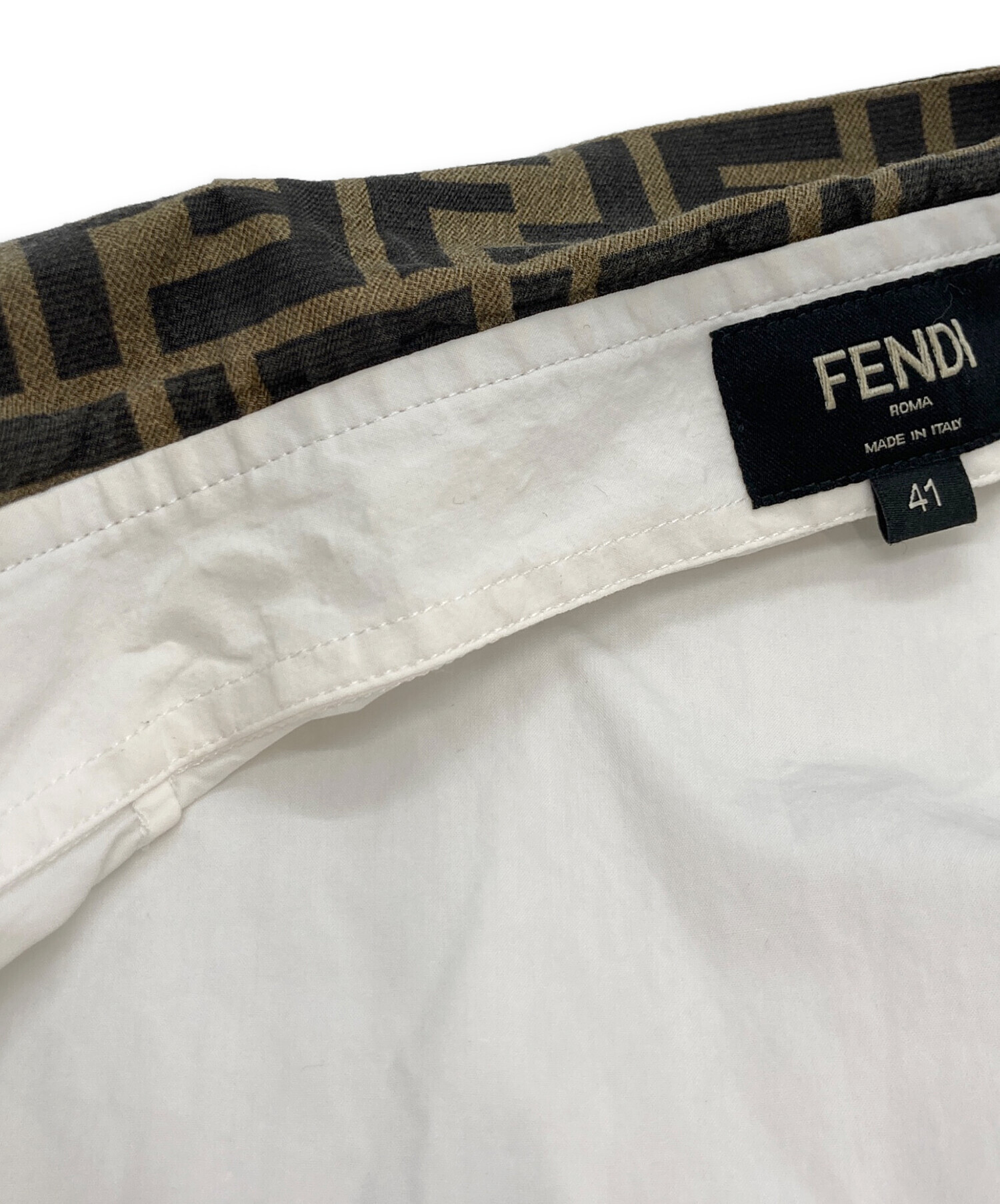中古・古着通販】FENDI (フェンディ) 襟ズッカブロードシャツ ホワイト