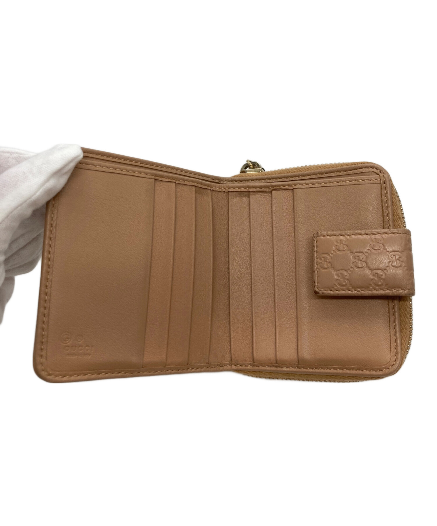 中古・古着通販】GUCCI (グッチ) 2つ折り財布 ベージュ｜ブランド