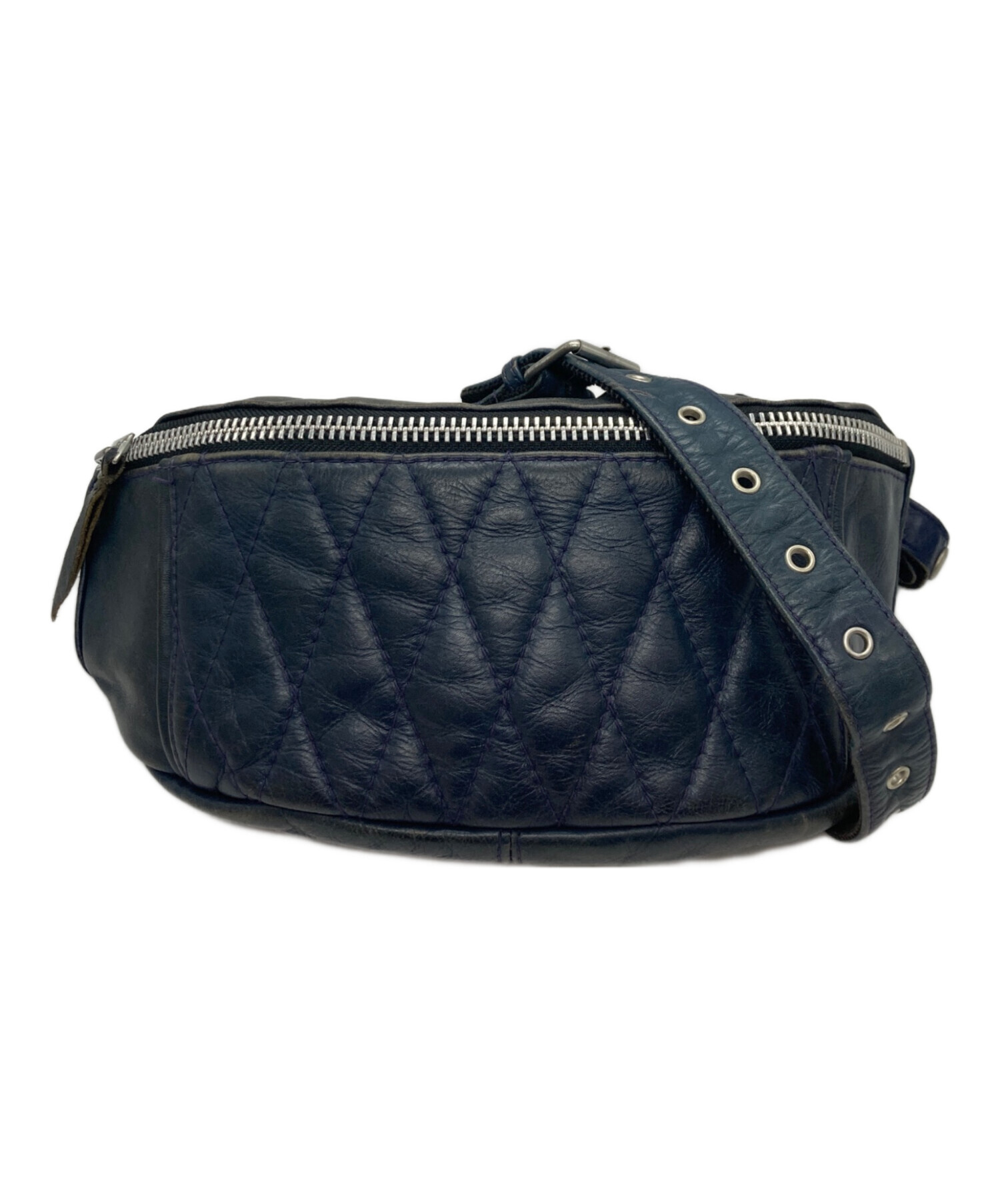 Schott ショット　ボディバッグ　パデッド　レザー　ネイビー 中古・古着通販】Schott (ショット) パデッドボディバッグ ネイビー